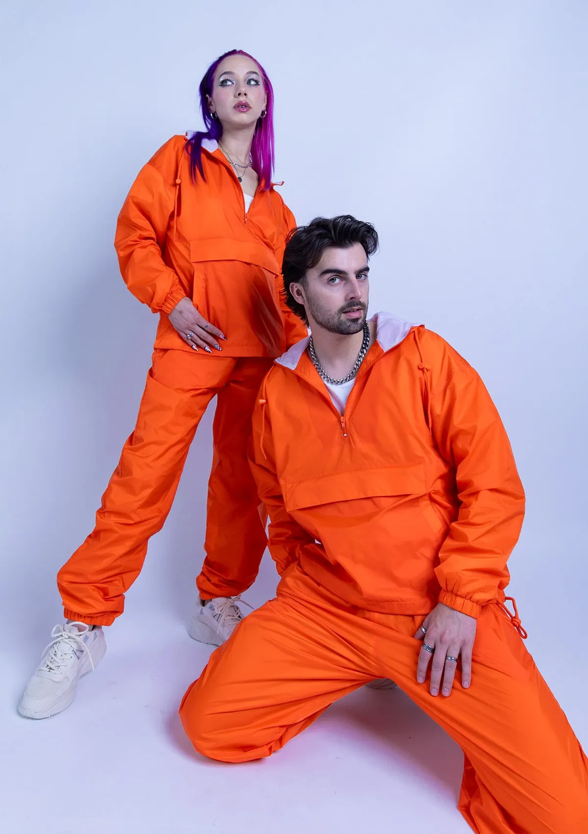 2300HS Unisex Half Zipper Taffeta Nylon Tracksuit Set - Orange