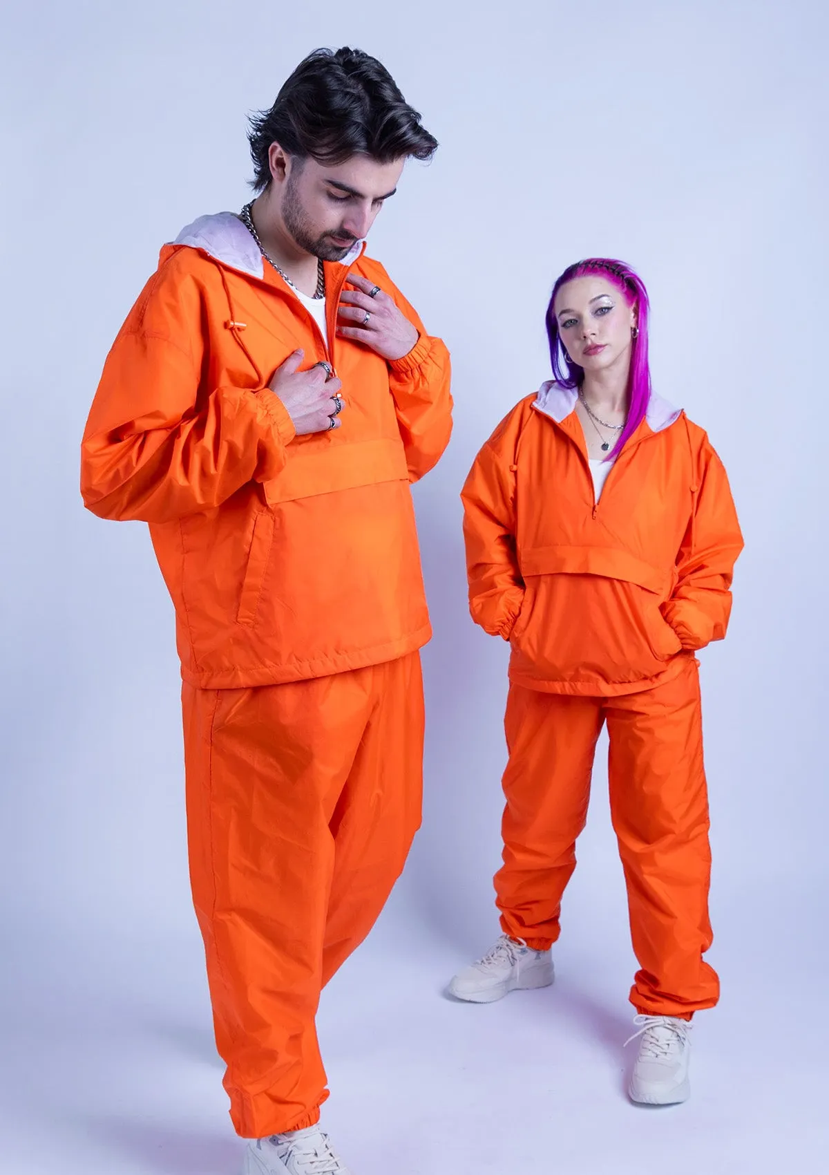 2300HS Unisex Half Zipper Taffeta Nylon Tracksuit Set - Orange