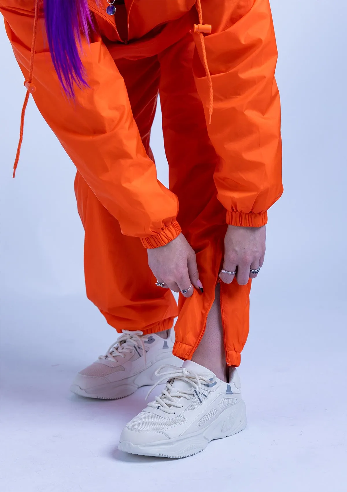 2300HS Unisex Half Zipper Taffeta Nylon Tracksuit Set - Orange