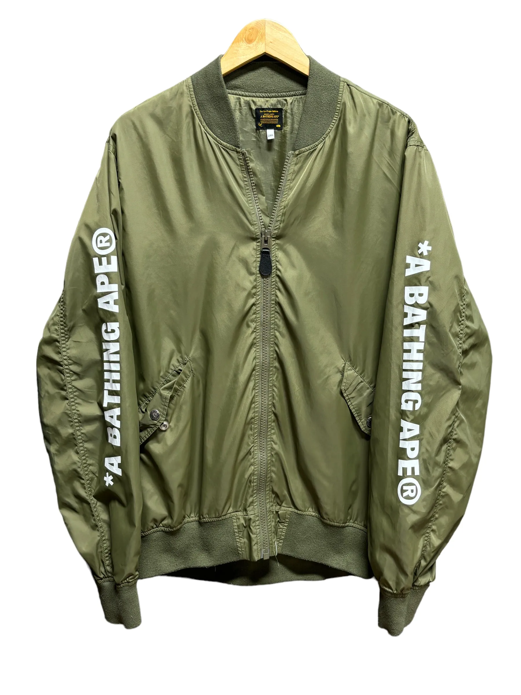 A Bathing Ape Dev Ops Uniform Army Green Bomber Jacket Size XXL