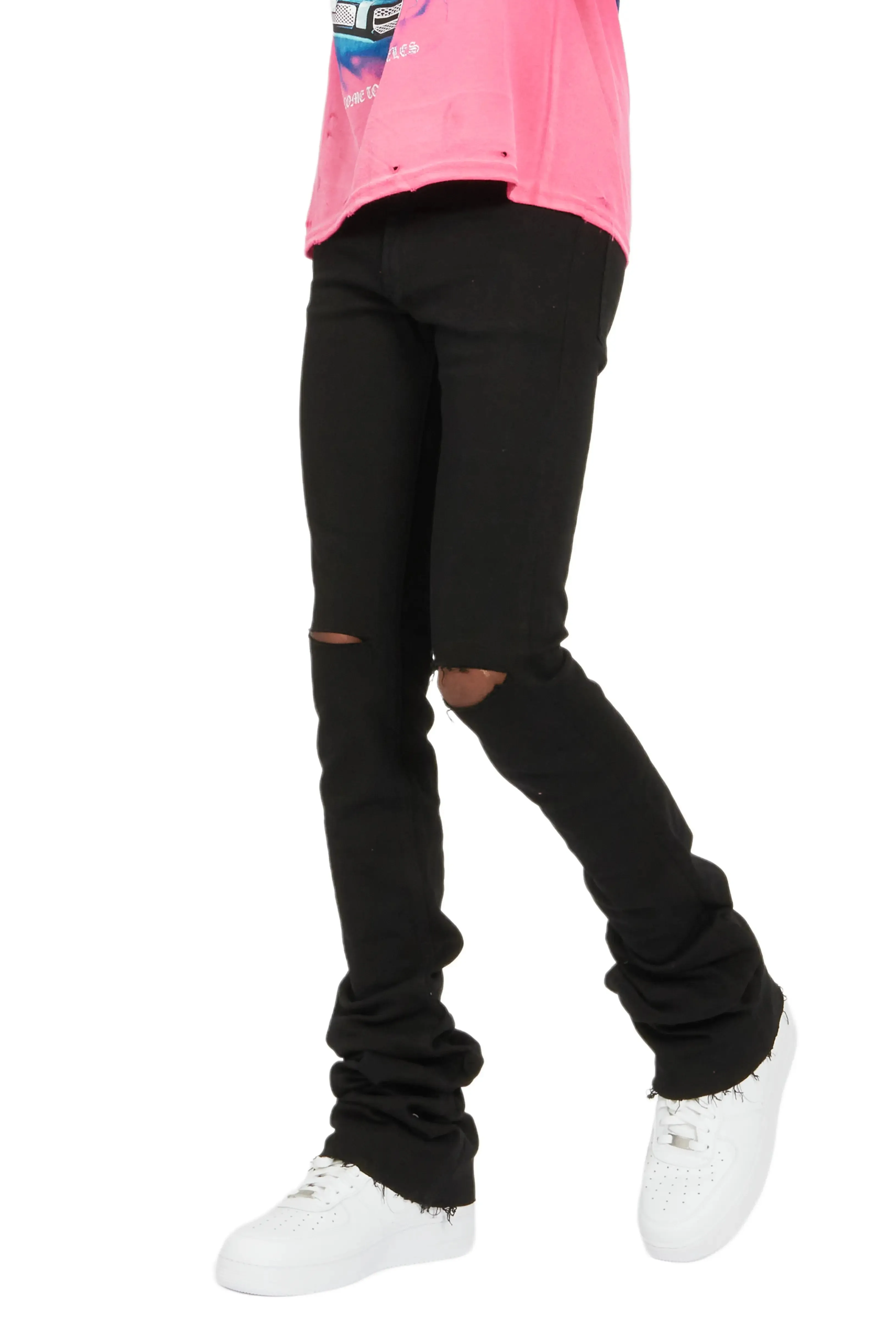 Aali Black Super Stacked Flare Jean