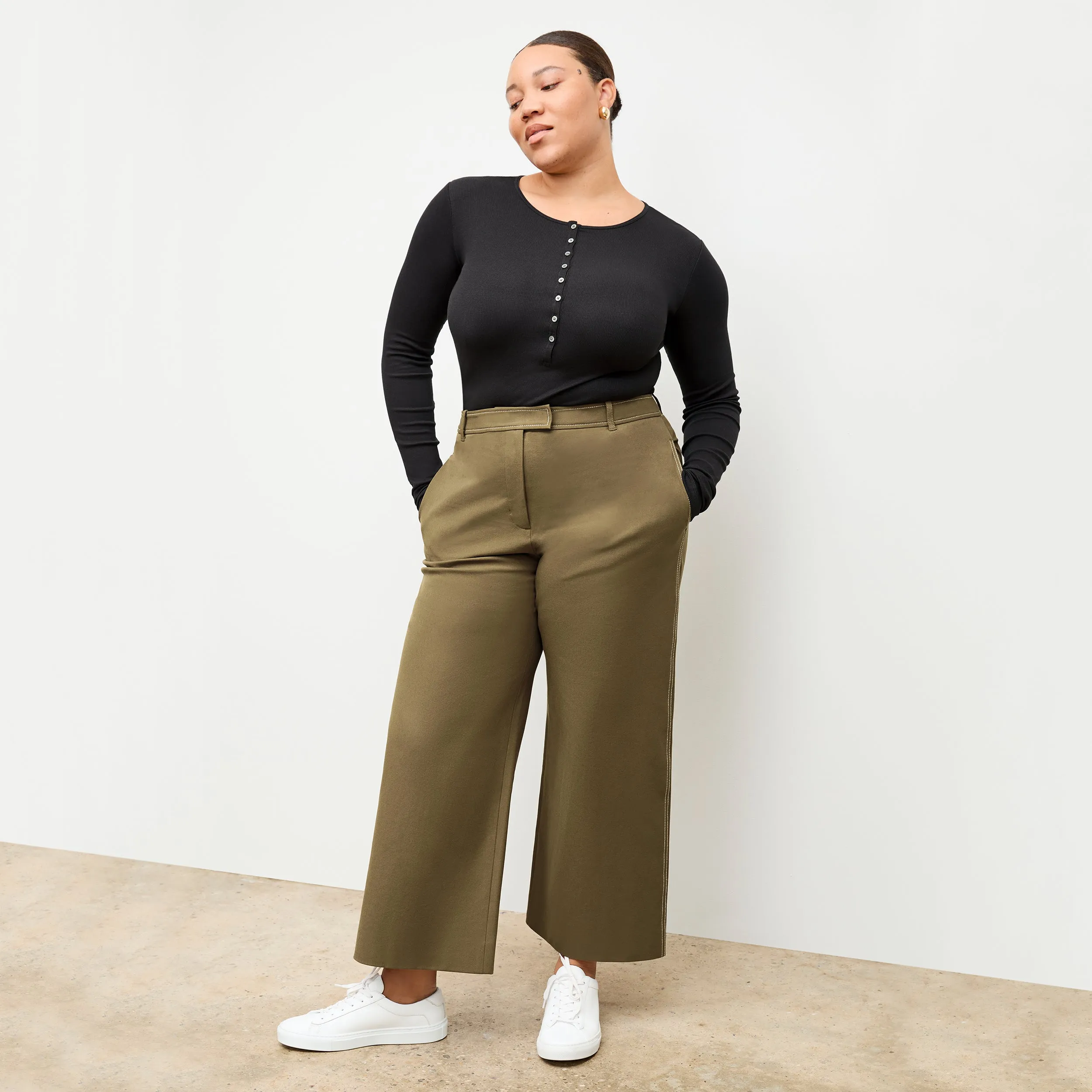 Abby Jean - Contrast Stitch Eco Better Than Denim :: Oregano