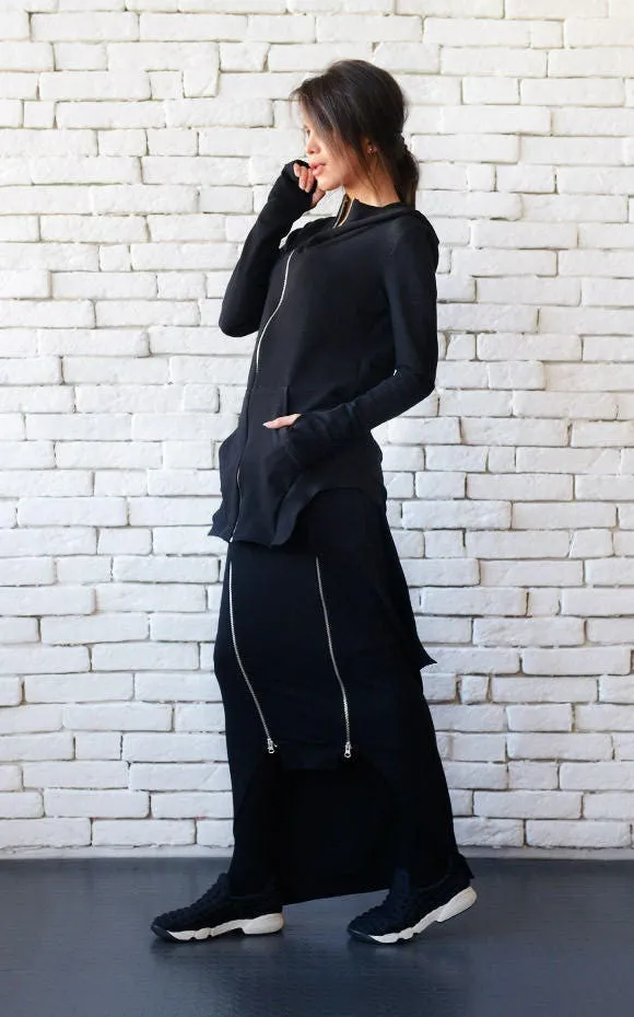 Asymmetric Black Hoodie