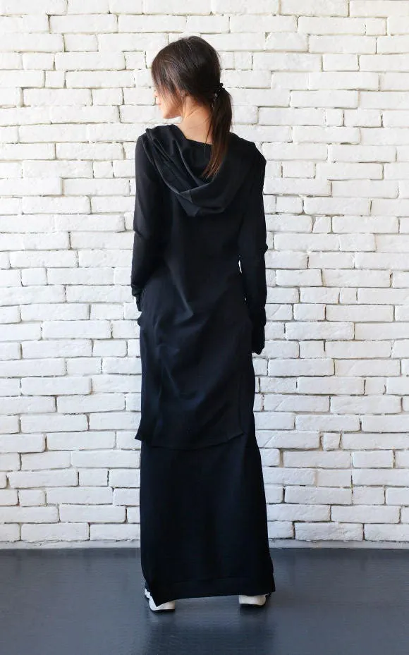 Asymmetric Black Hoodie