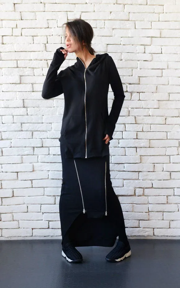 Asymmetric Black Hoodie