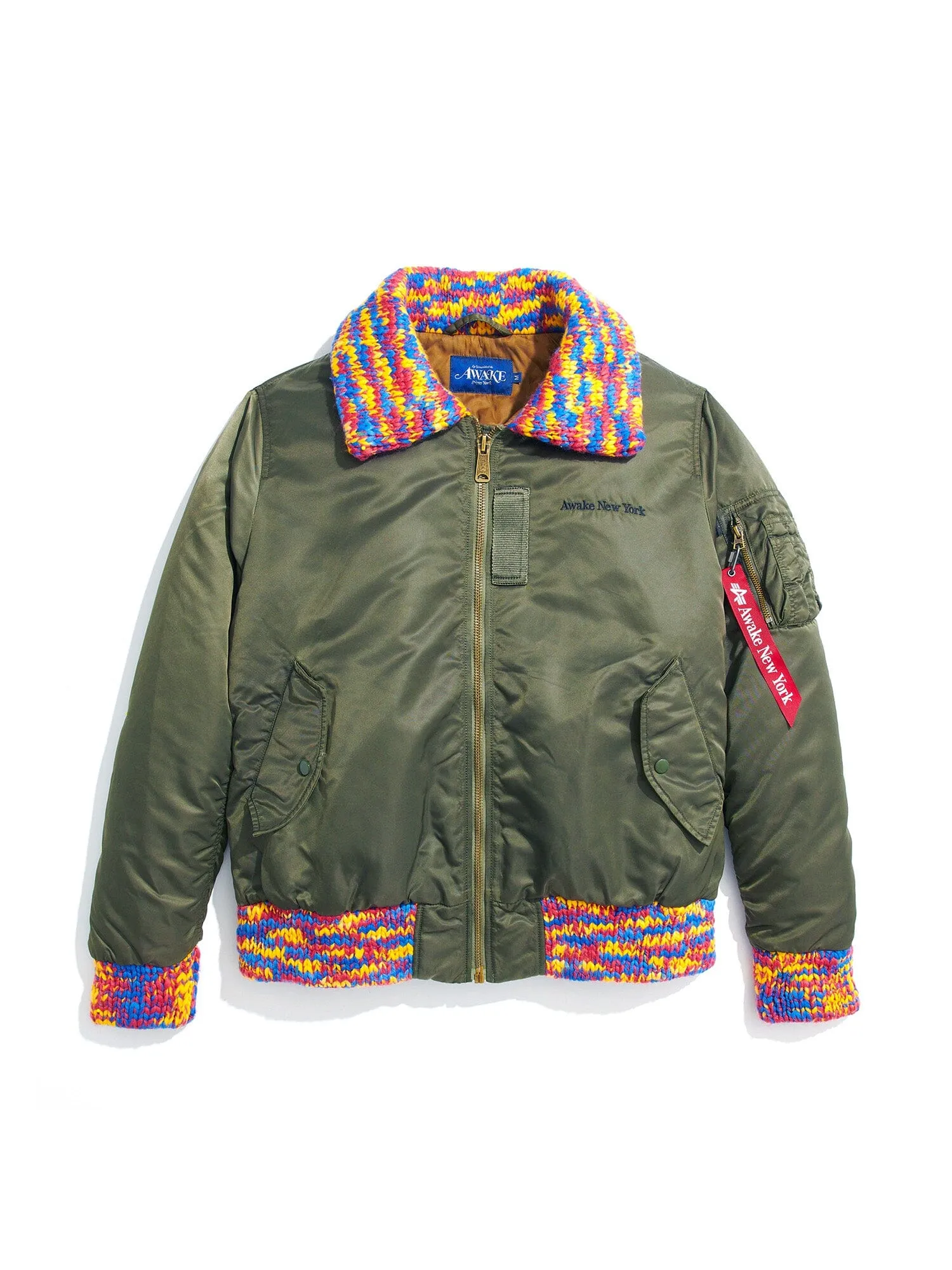 AWAKE X ALPHA MA-1 KNIT TRIMMED WASHED BOMBER JACKET