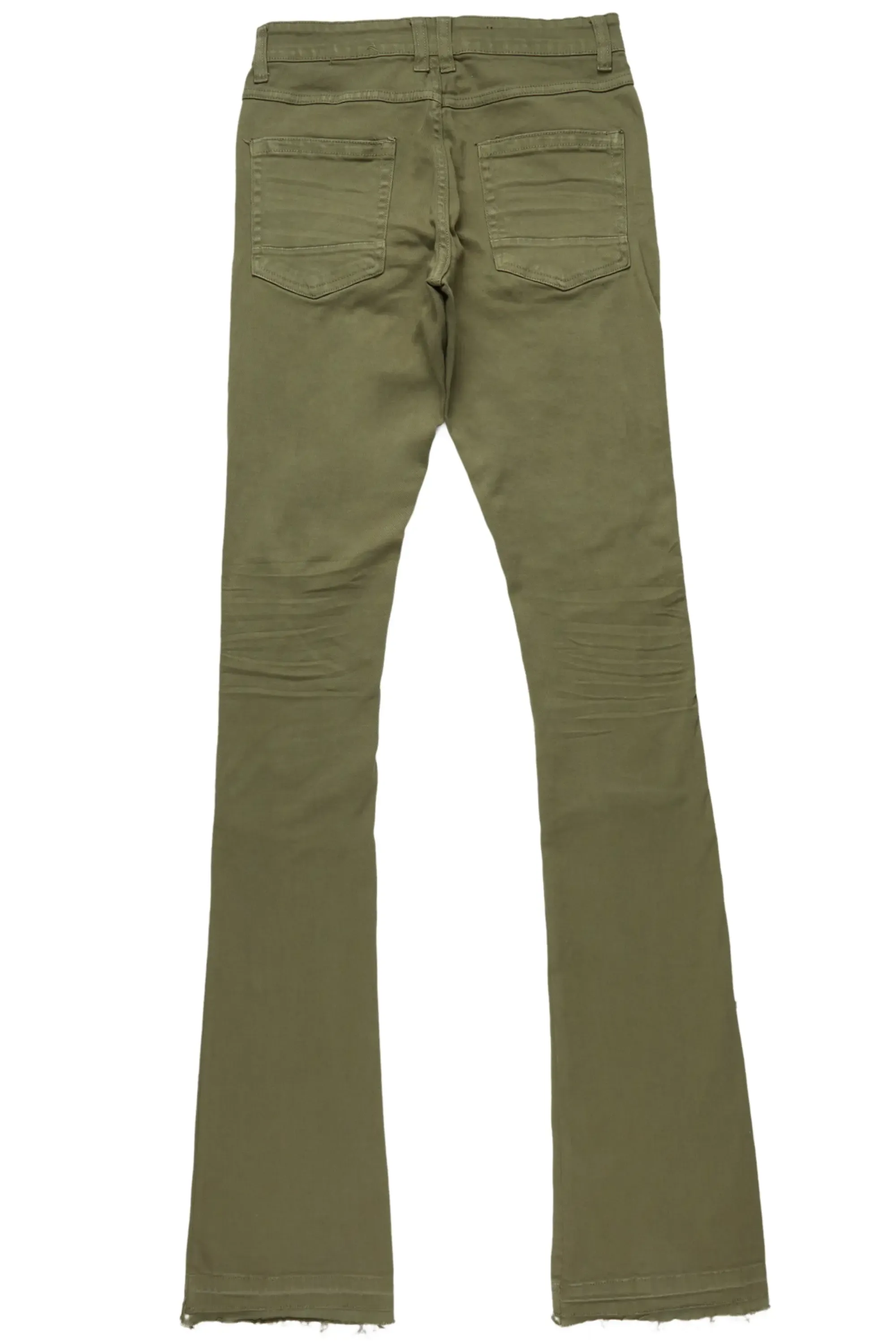 Badal Olive Super Stacked Flare Jean