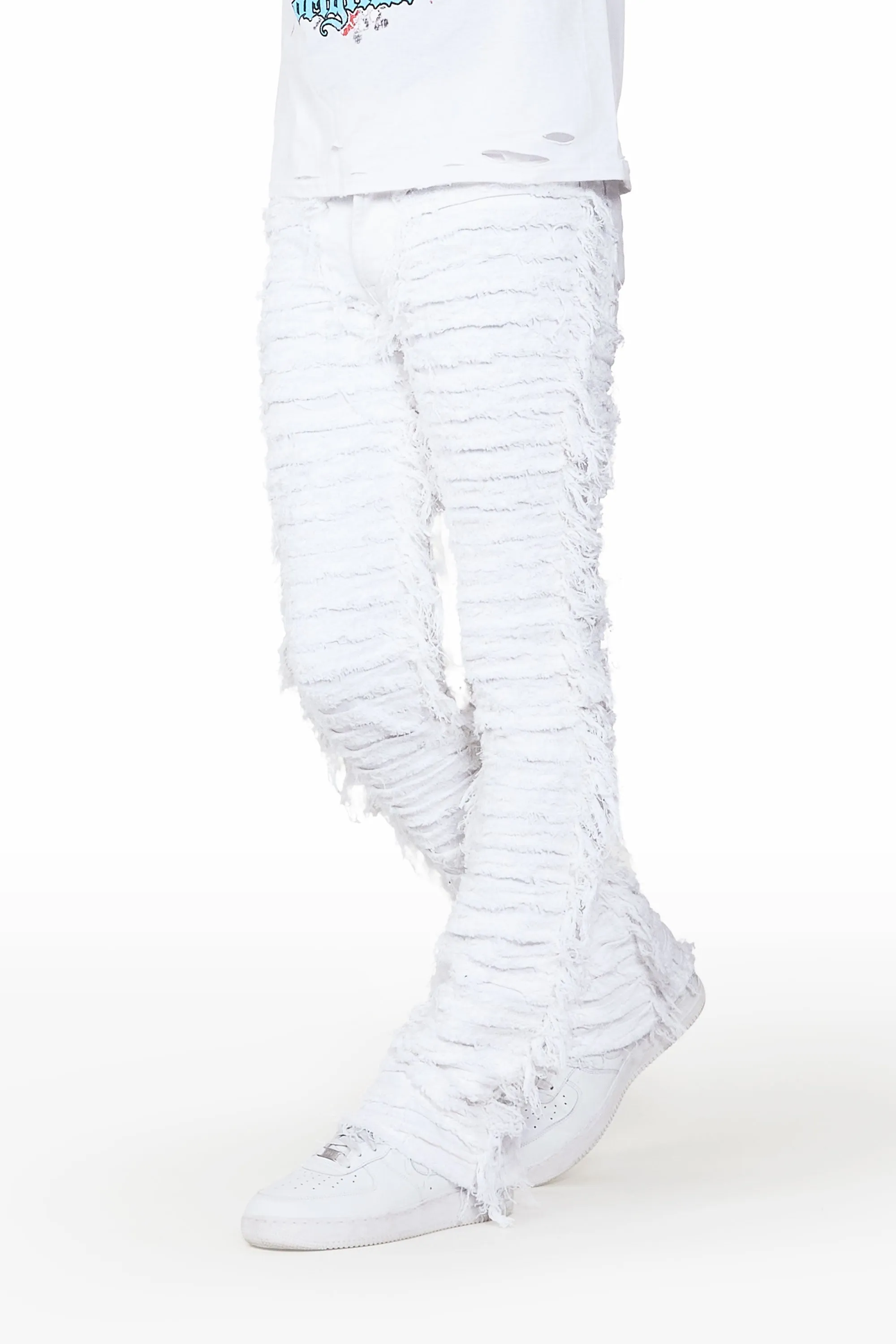 Baelor White Stacked Flare Jean