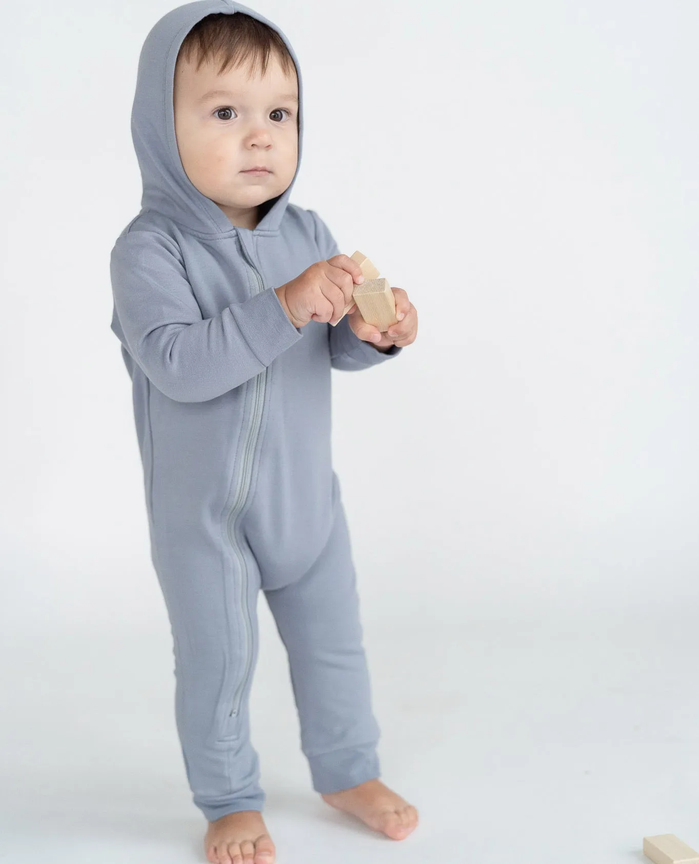 Bamboo Fleece Hooded Romper w/2 Way Zipper (Windy)