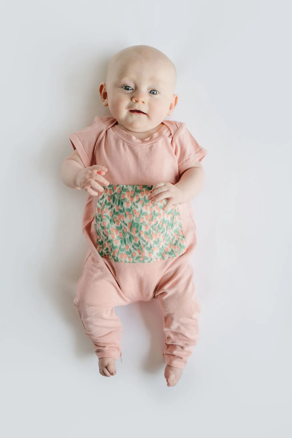 Bamboo Zipper Romper in Strawberry Rose