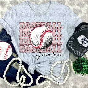 Baseball Faux Glitter Stack Grandma - PNG