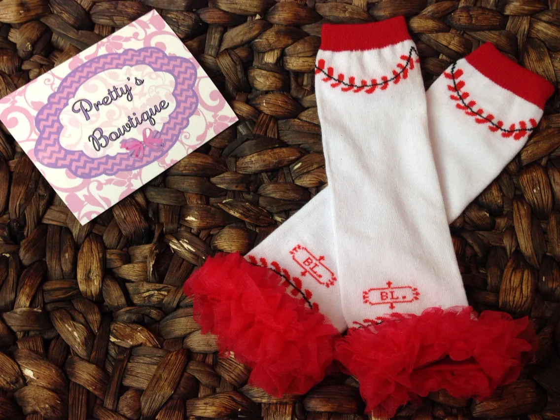 Baseball girls Leg Warmers-Baby leg warmers/Photo Prop Baseball Ruffle