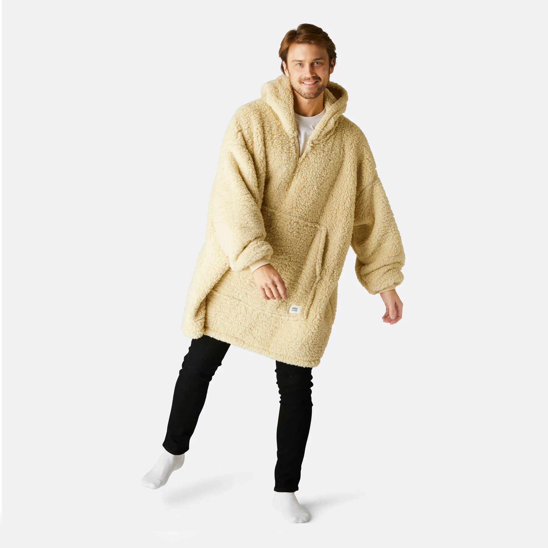 Beige Sherpa HappyHoodie