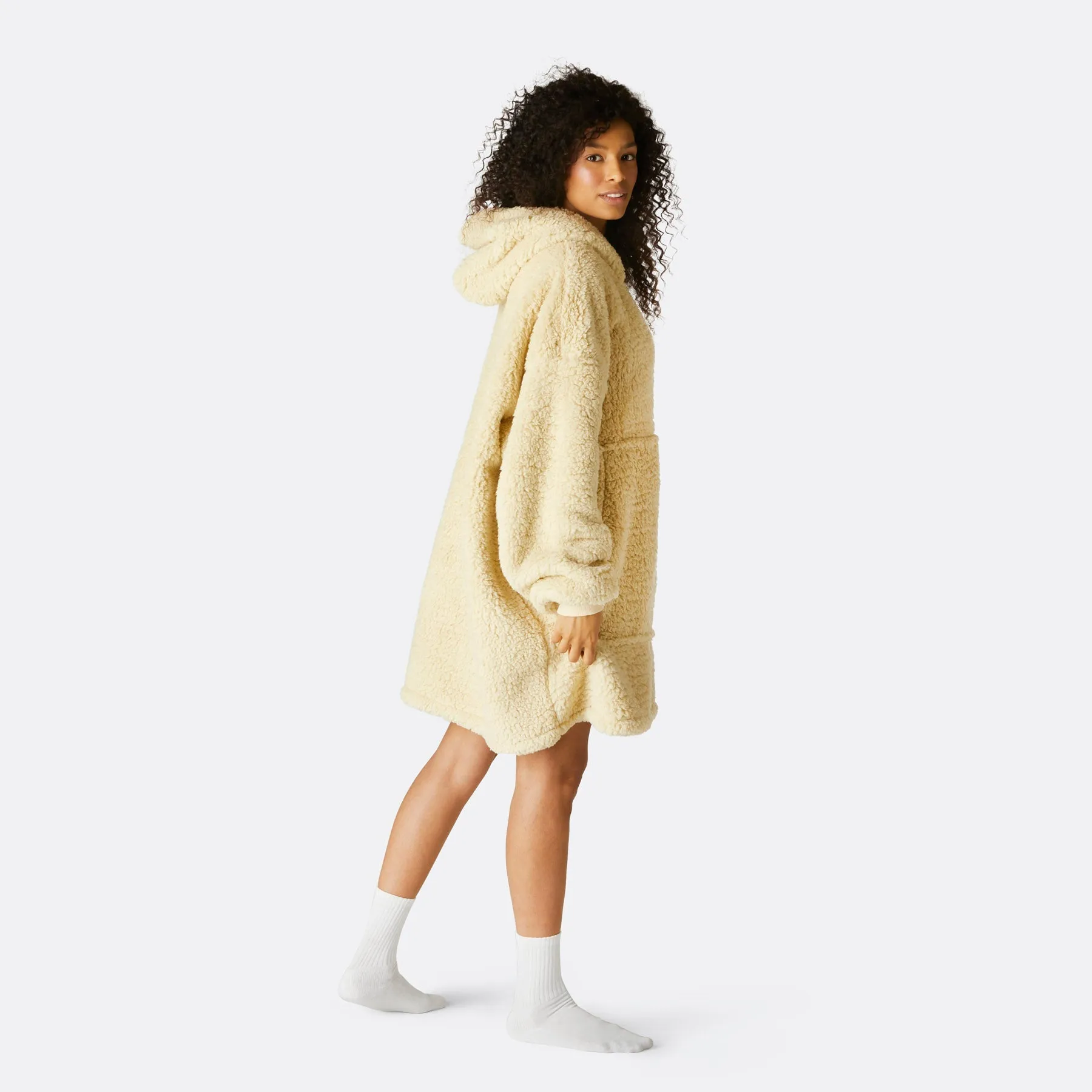 Beige Sherpa HappyHoodie