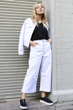 Betty Basics Drew Wide Crop Culotte Jean in White