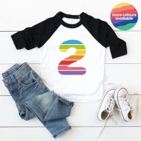 Big Rainbow Birthday Kids Raglan Baseball Top