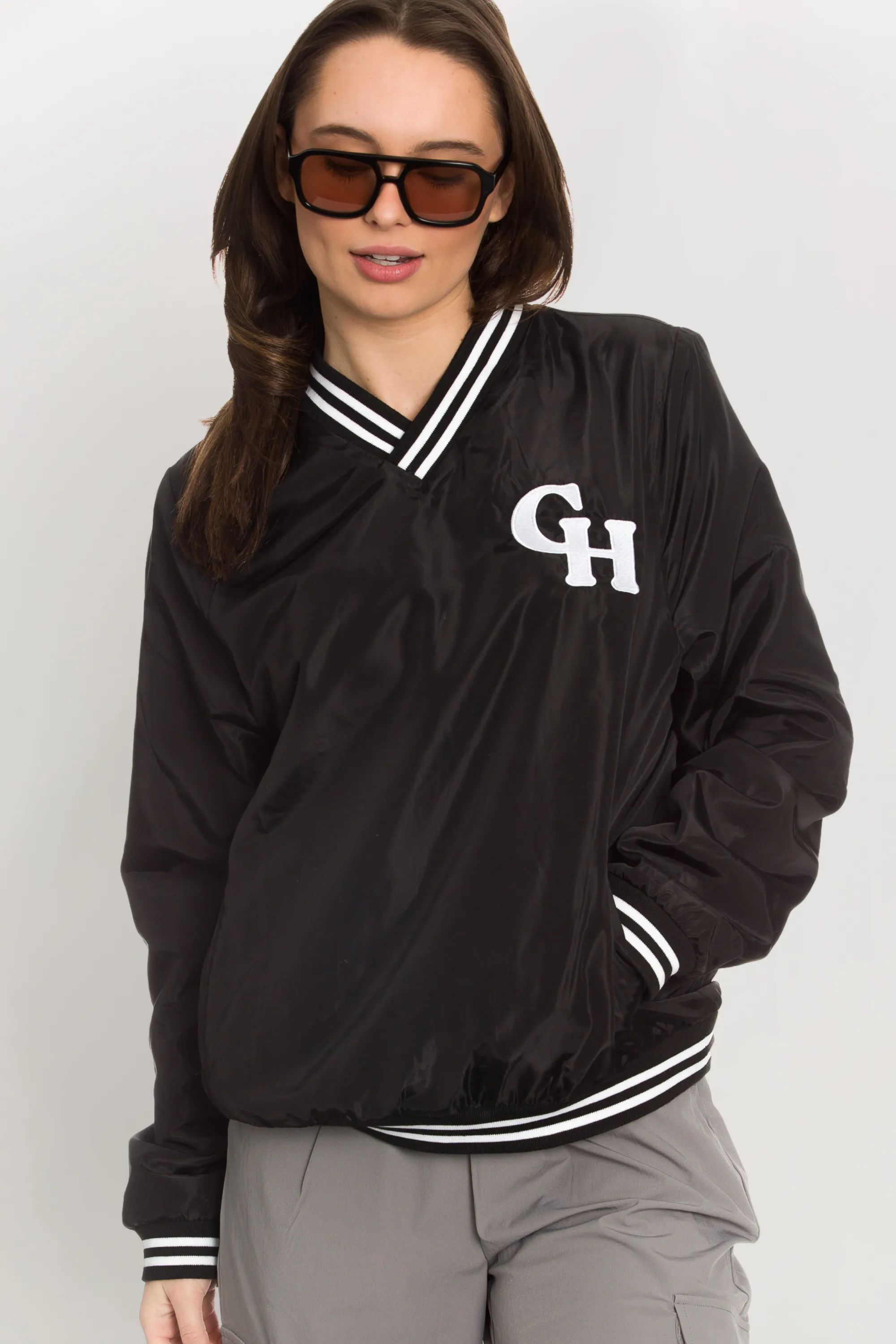 Black GH Baseball V-Neck Pullover