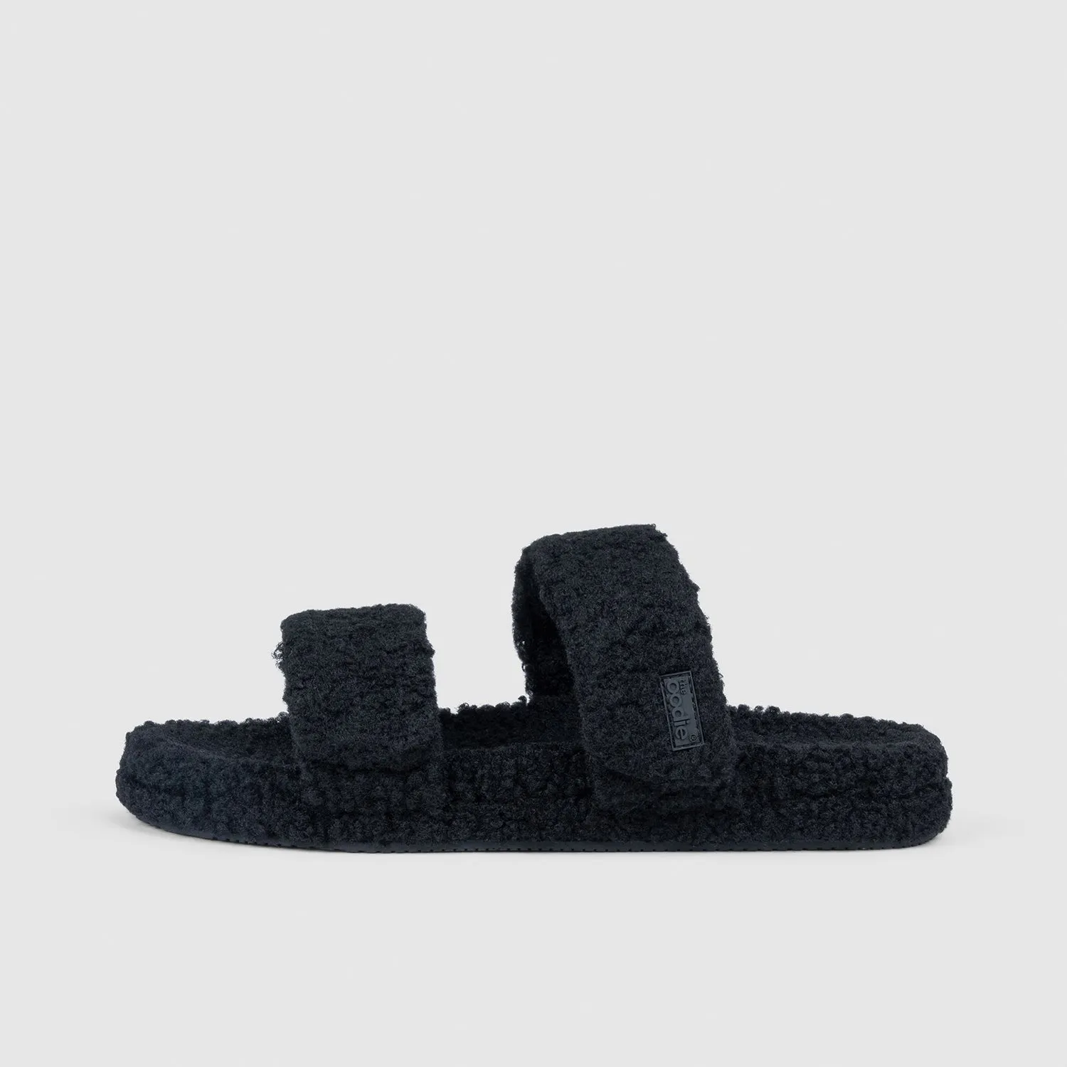 Black Two Strap Sherpa Slide