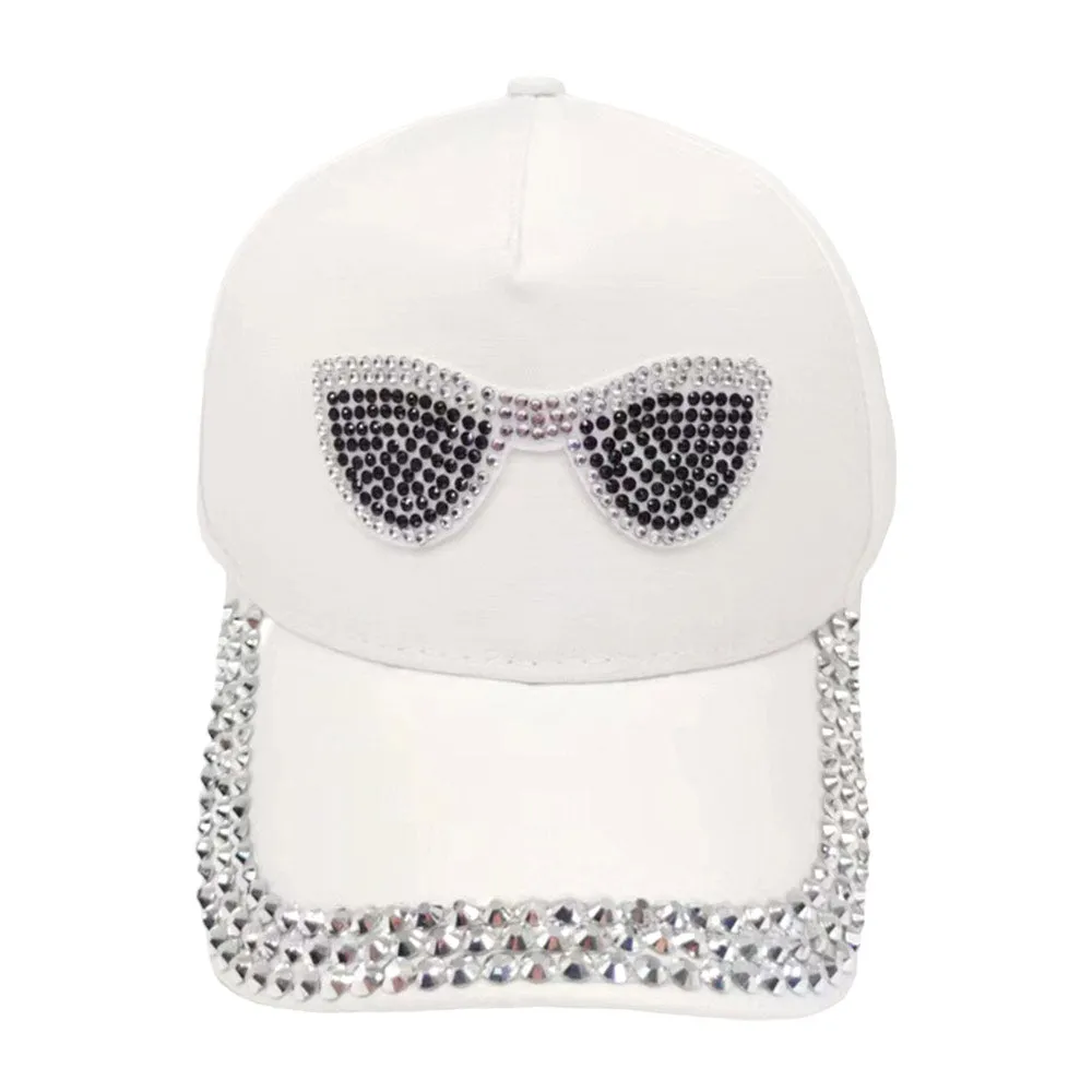 Bling Sunglasses Accented Studded Baseball Cap