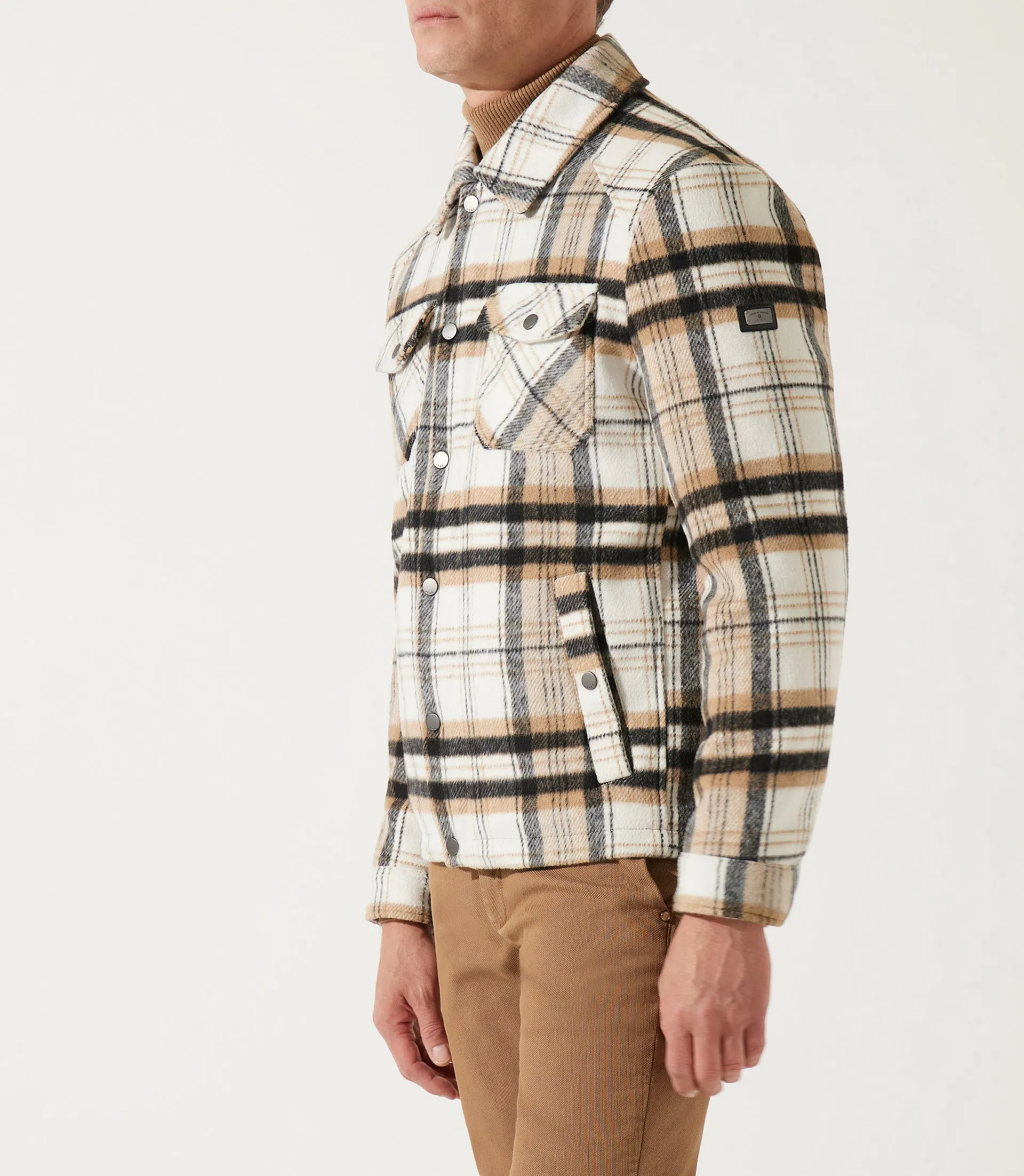 Blouson en laine col sherpa camel/noir MUNICH