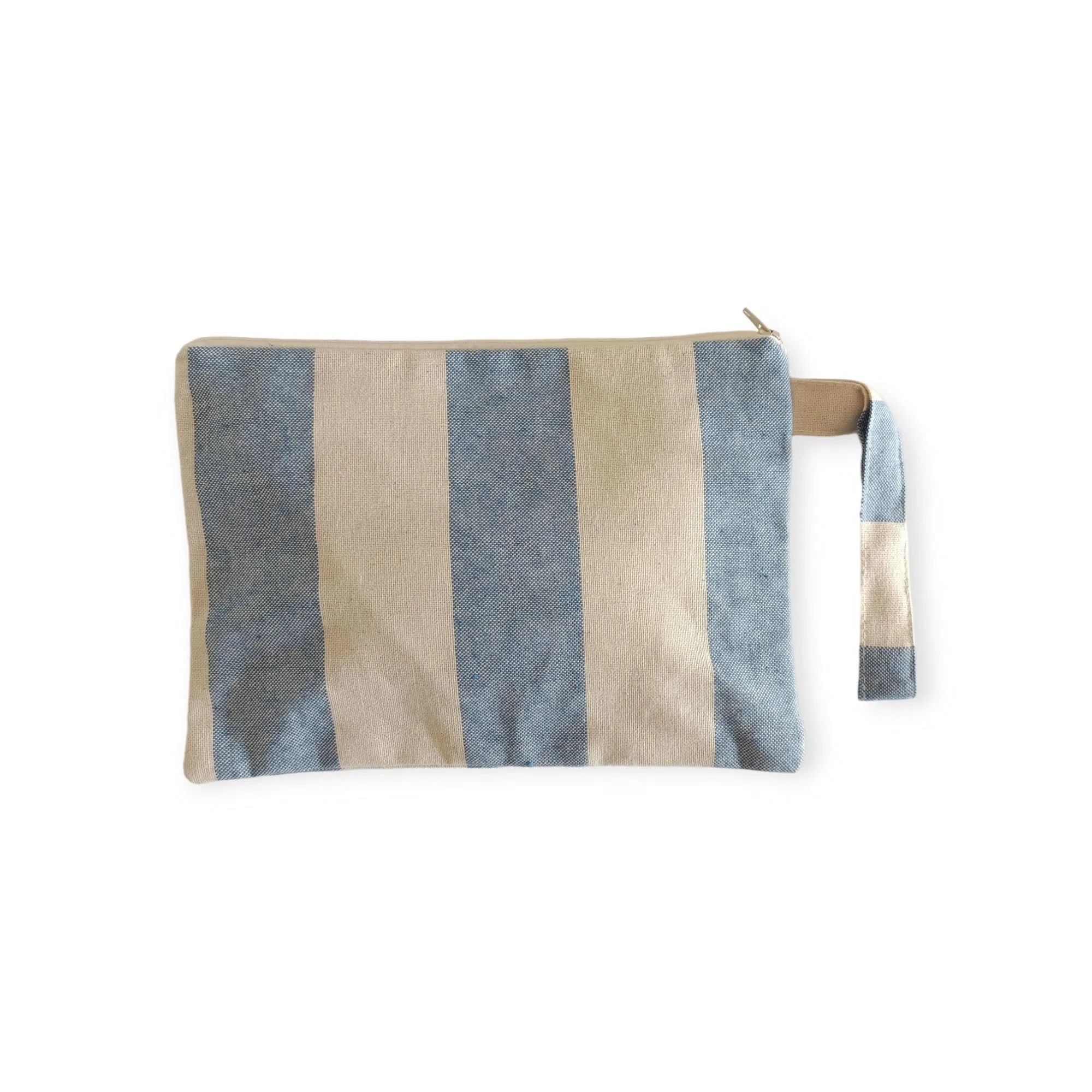 Blue and White Striped Small Zipper Bag