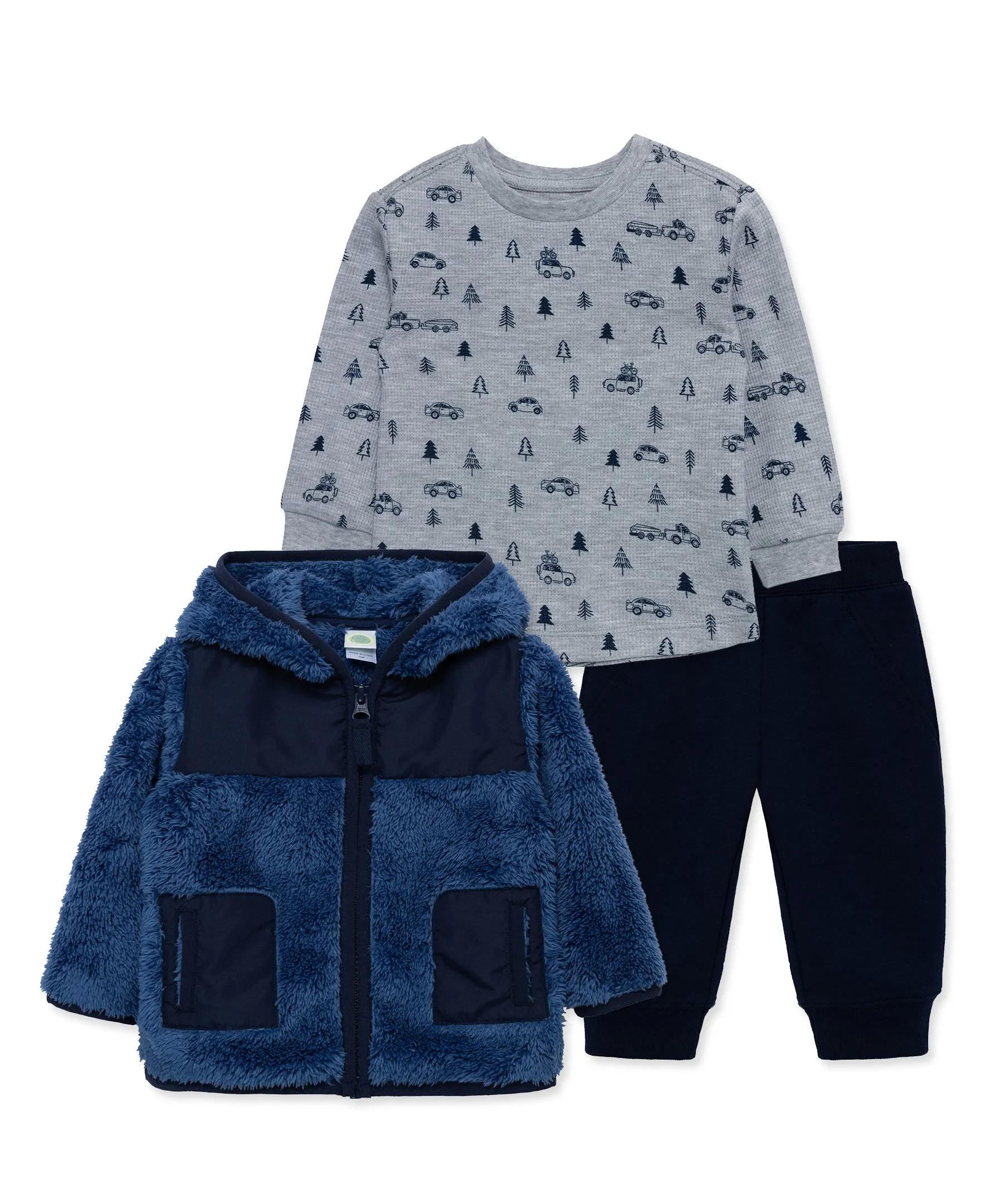 Blue Sherpa Jacket Set (2T-4T)