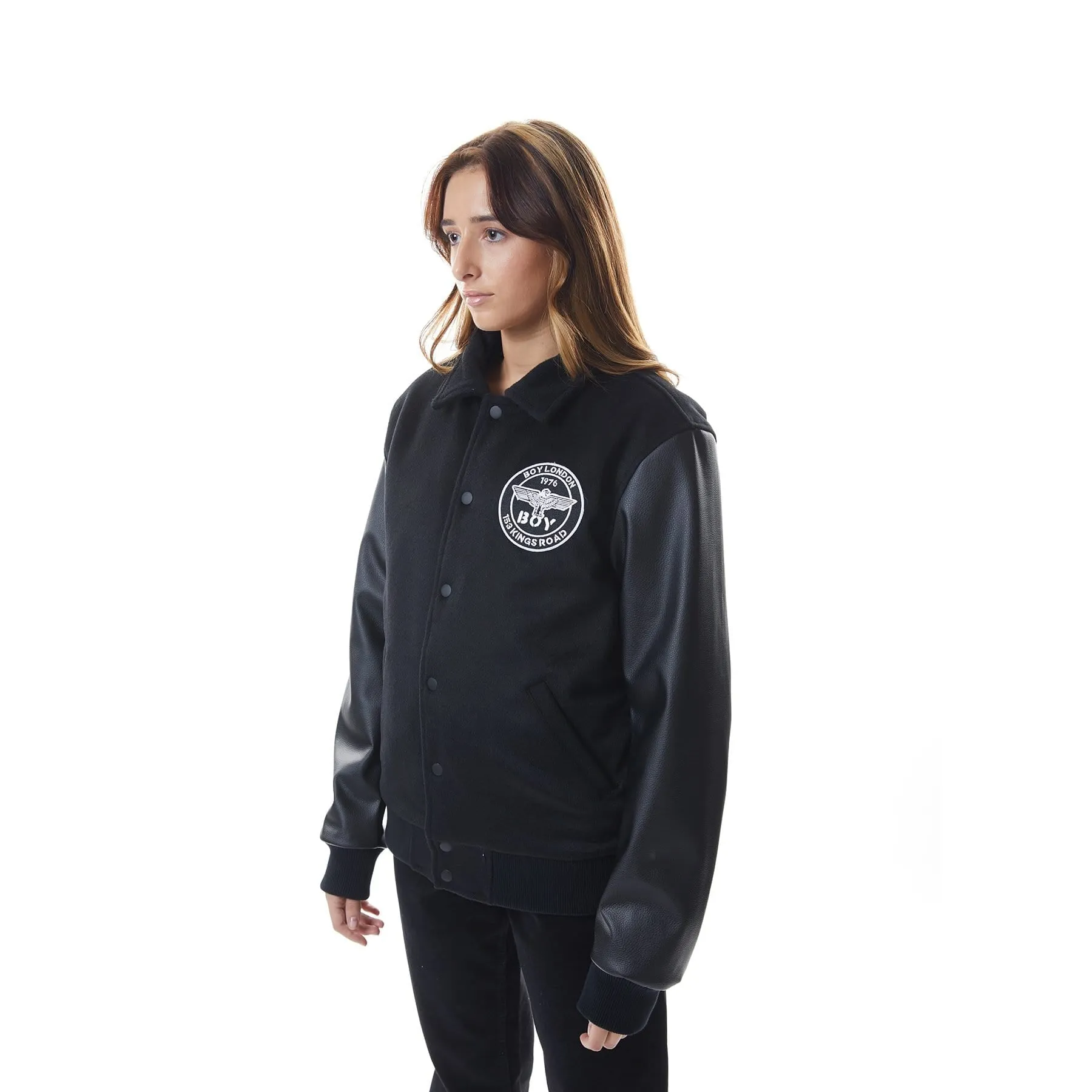 BOY SLOANE VARSITY BOMBER JACKET - BLACK