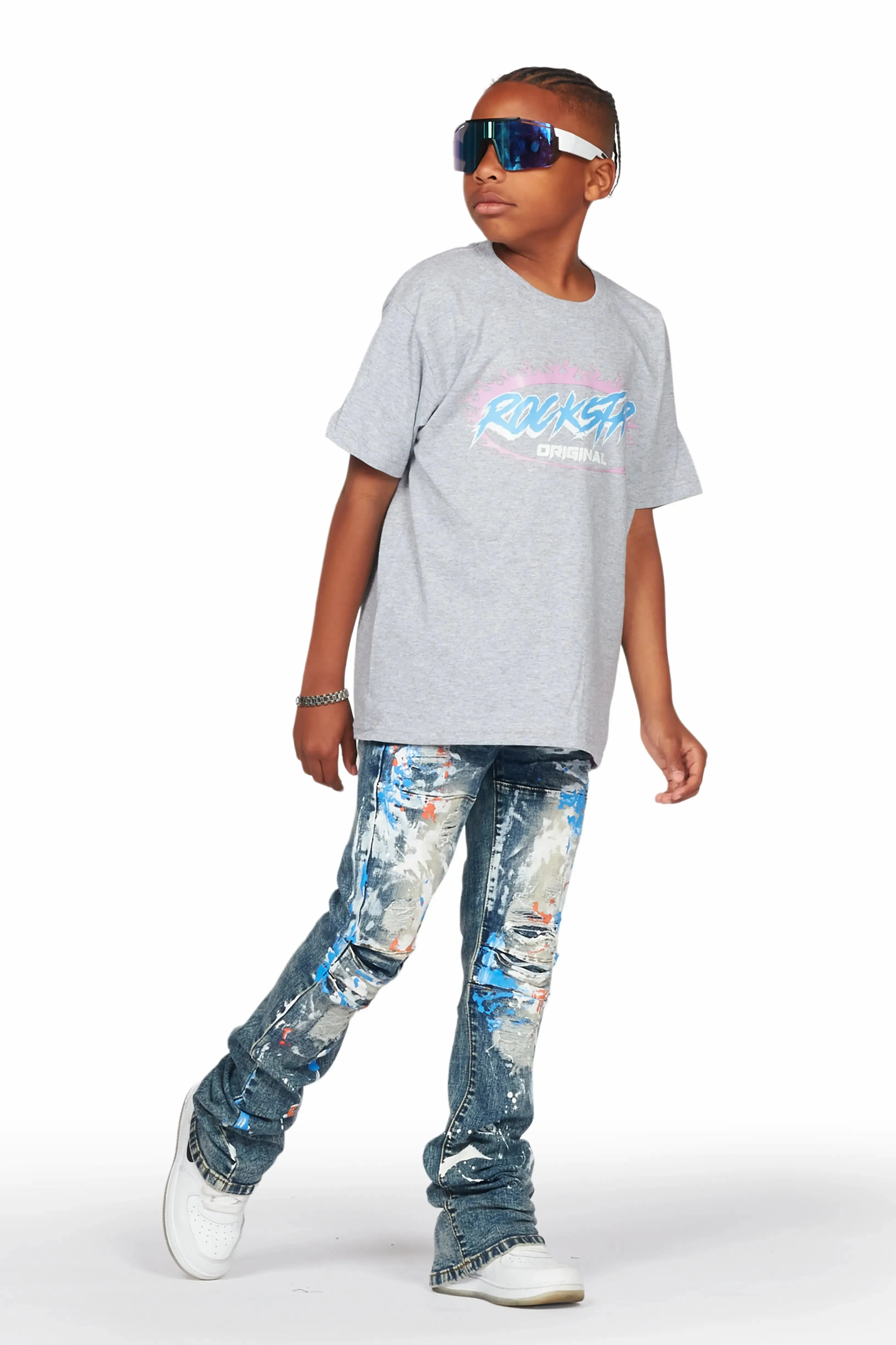 Boys Flavio Vinatge Painter Stacked Flare Jean