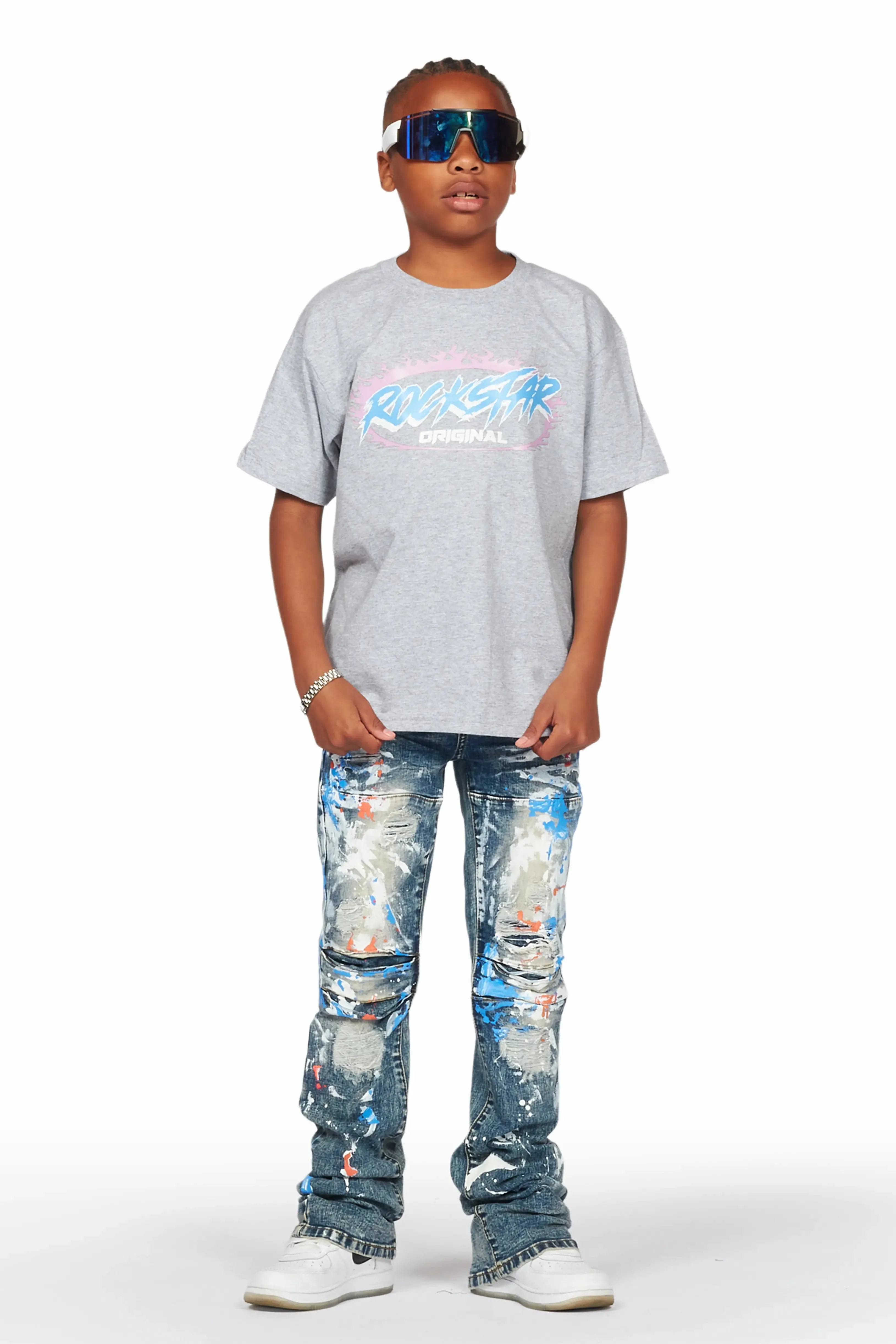 Boys Flavio Vinatge Painter Stacked Flare Jean