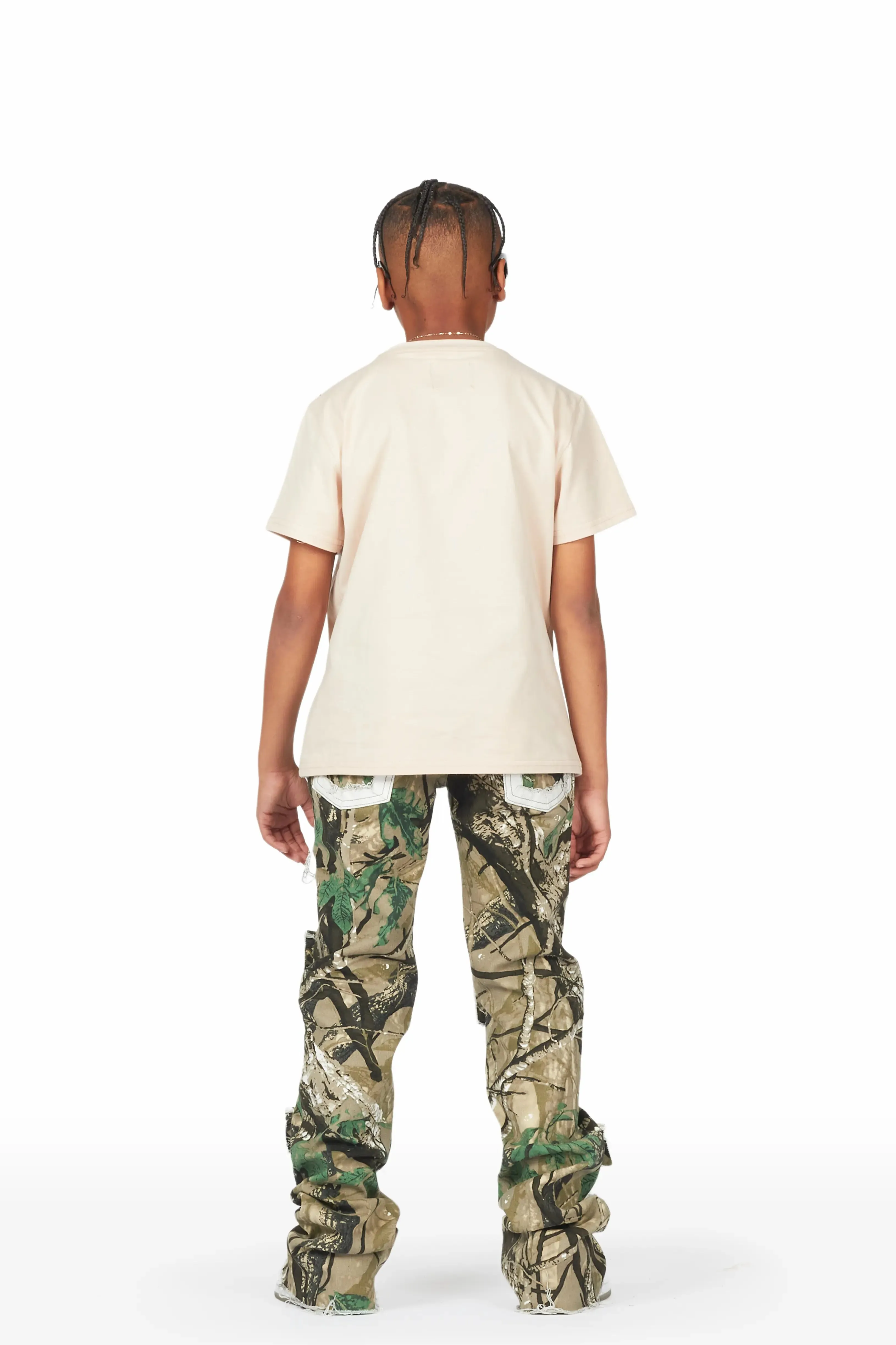 Boys Pooja Tree Camo Super Stacked Flare Jean