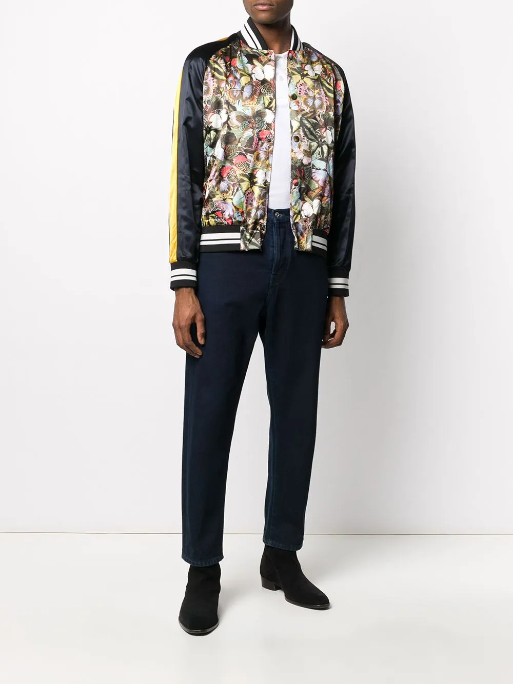 Butterfly-Print Bomber Jacket