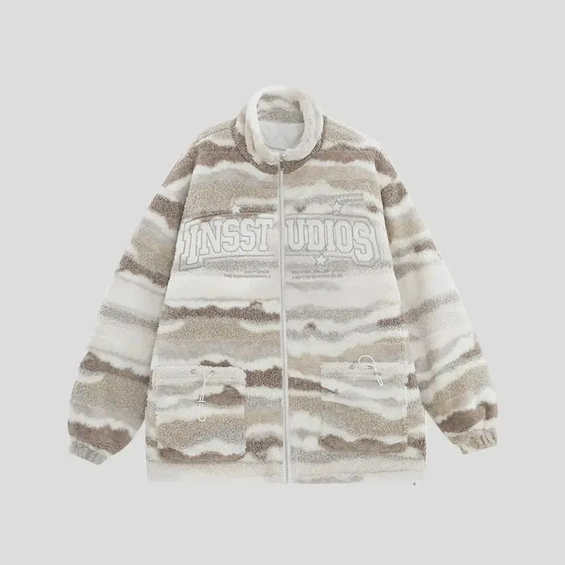 Camouflage Sherpa Zippered Jacket