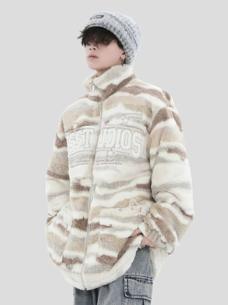 Camouflage Sherpa Zippered Jacket