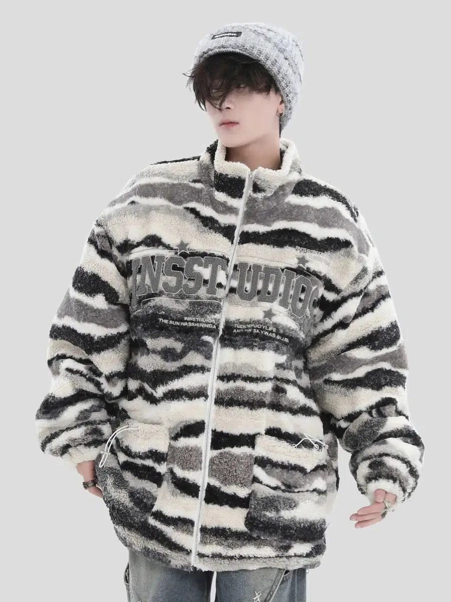 Camouflage Sherpa Zippered Jacket