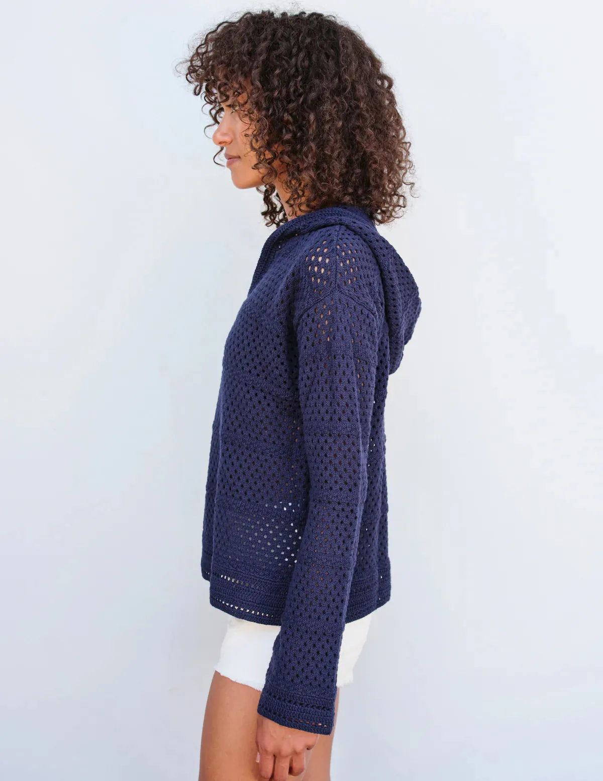 Crochet Beach Hoodie ~ Navy