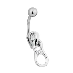 CZ Zipper Dangle Belly Ring