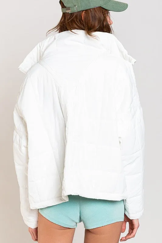 Designed in quilted jacket with zipper closure