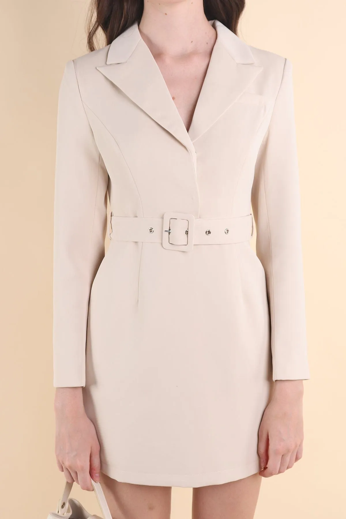 EMPORIA BLAZER WORK DRESS IN ECRU