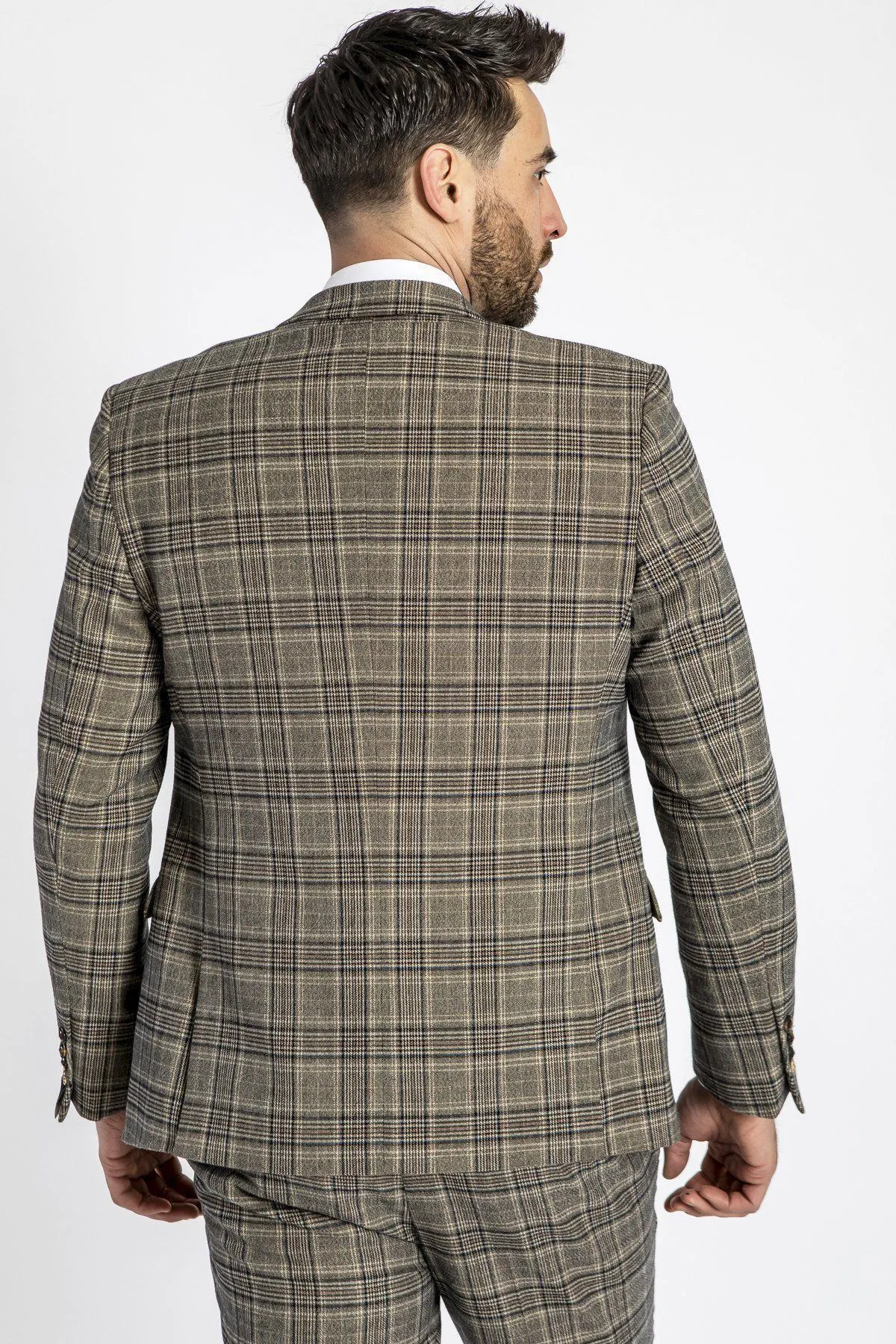 ENZO - Tan Tweed Check Blazer