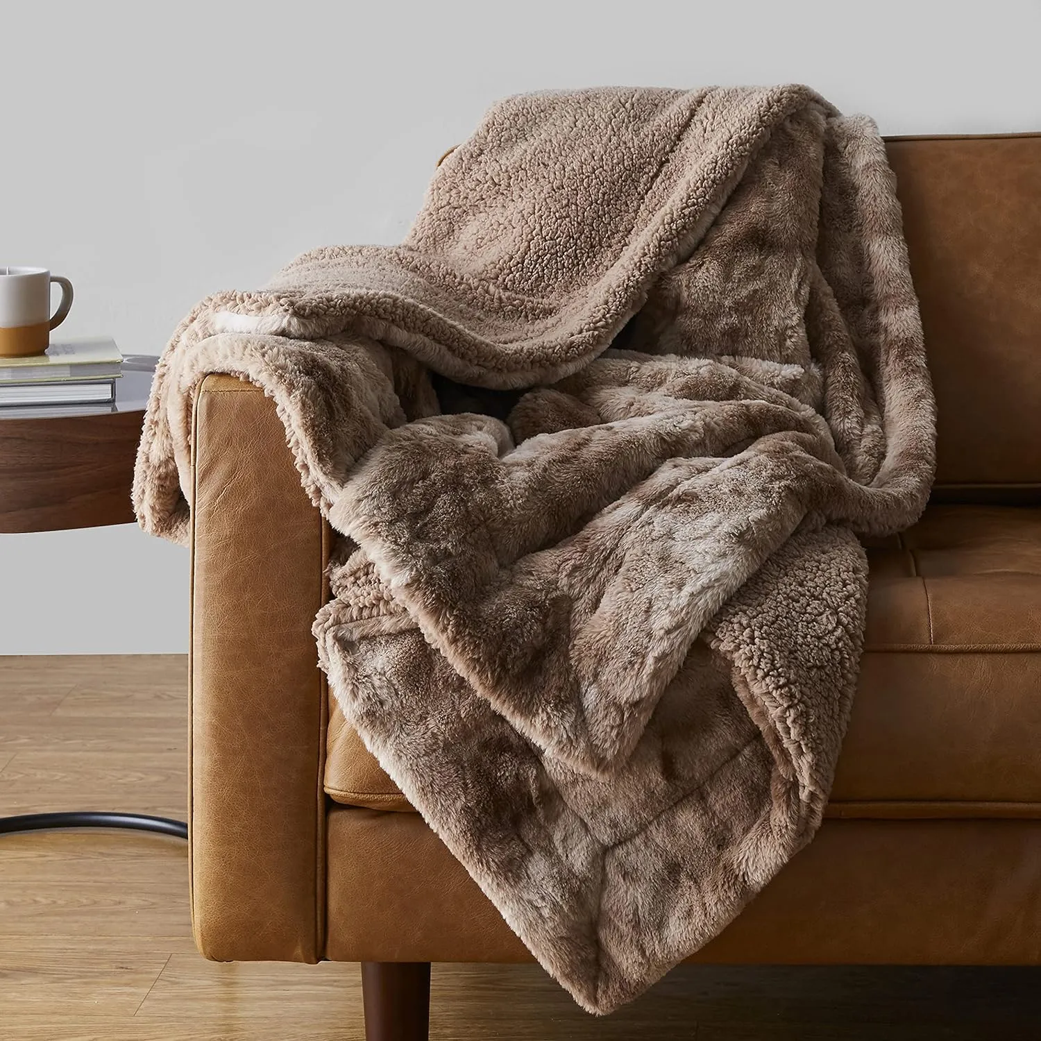 Faux Fur Sherpa Throw Blanket