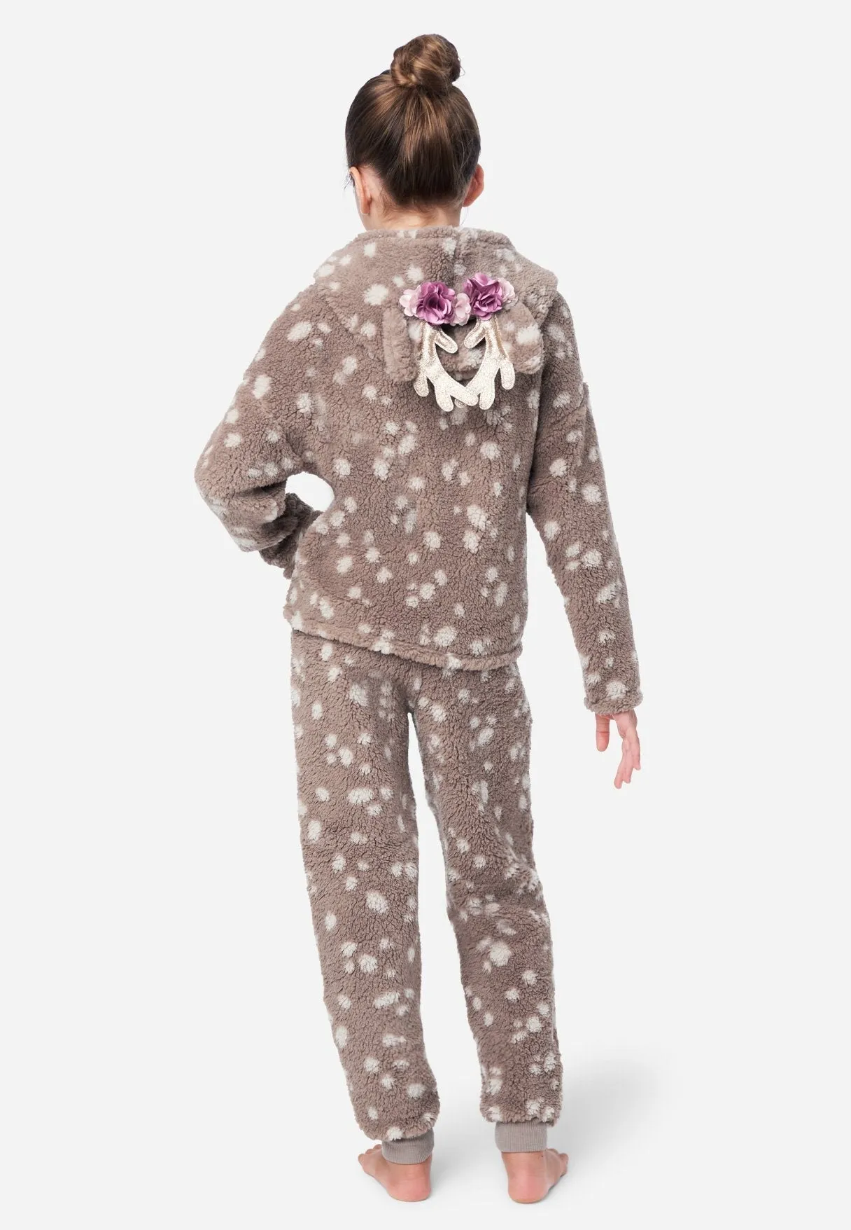 Faux Sherpa Color Block Hooded Pajama Set