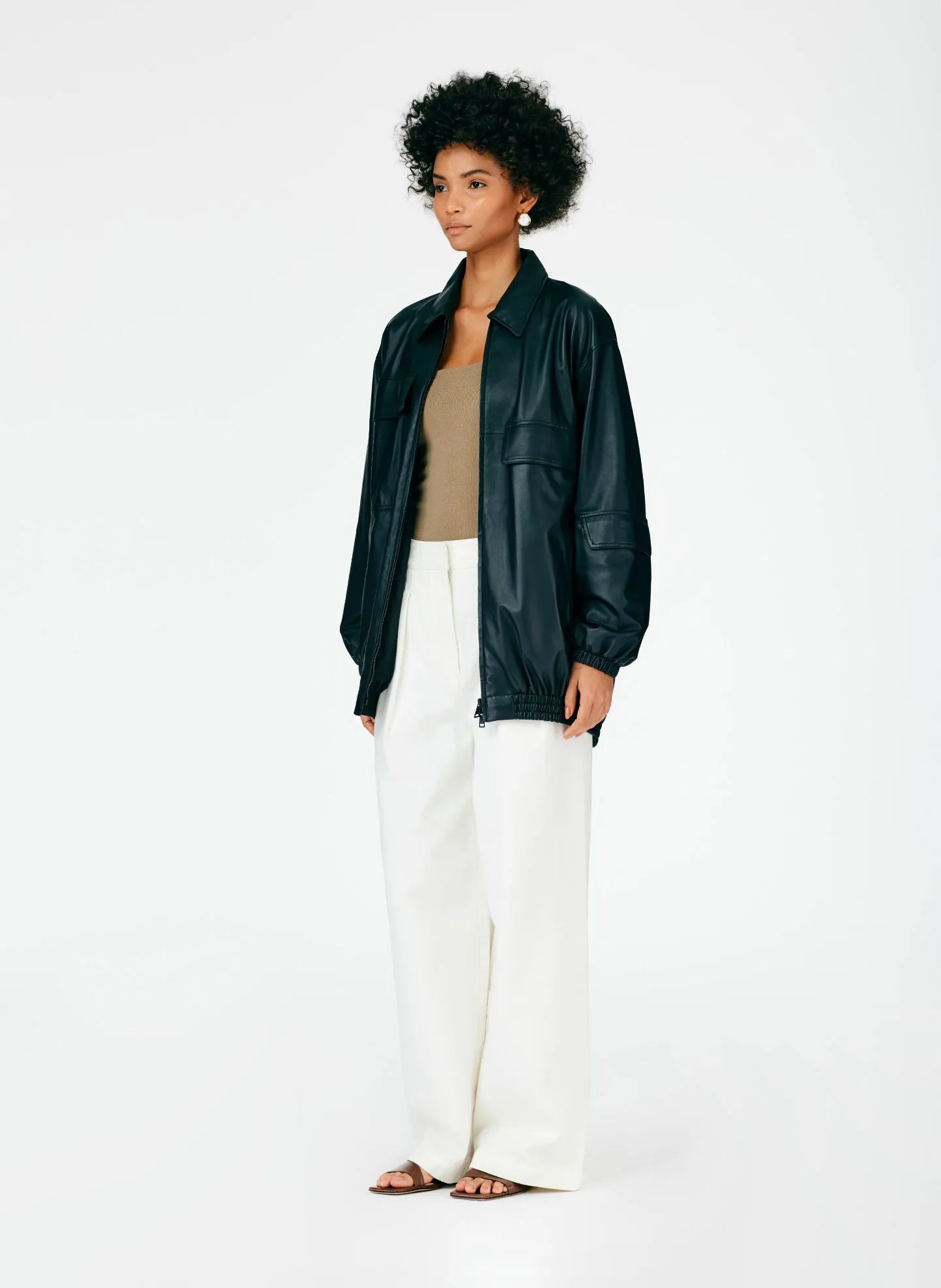 Feather Weight Leather Oversized Bomber