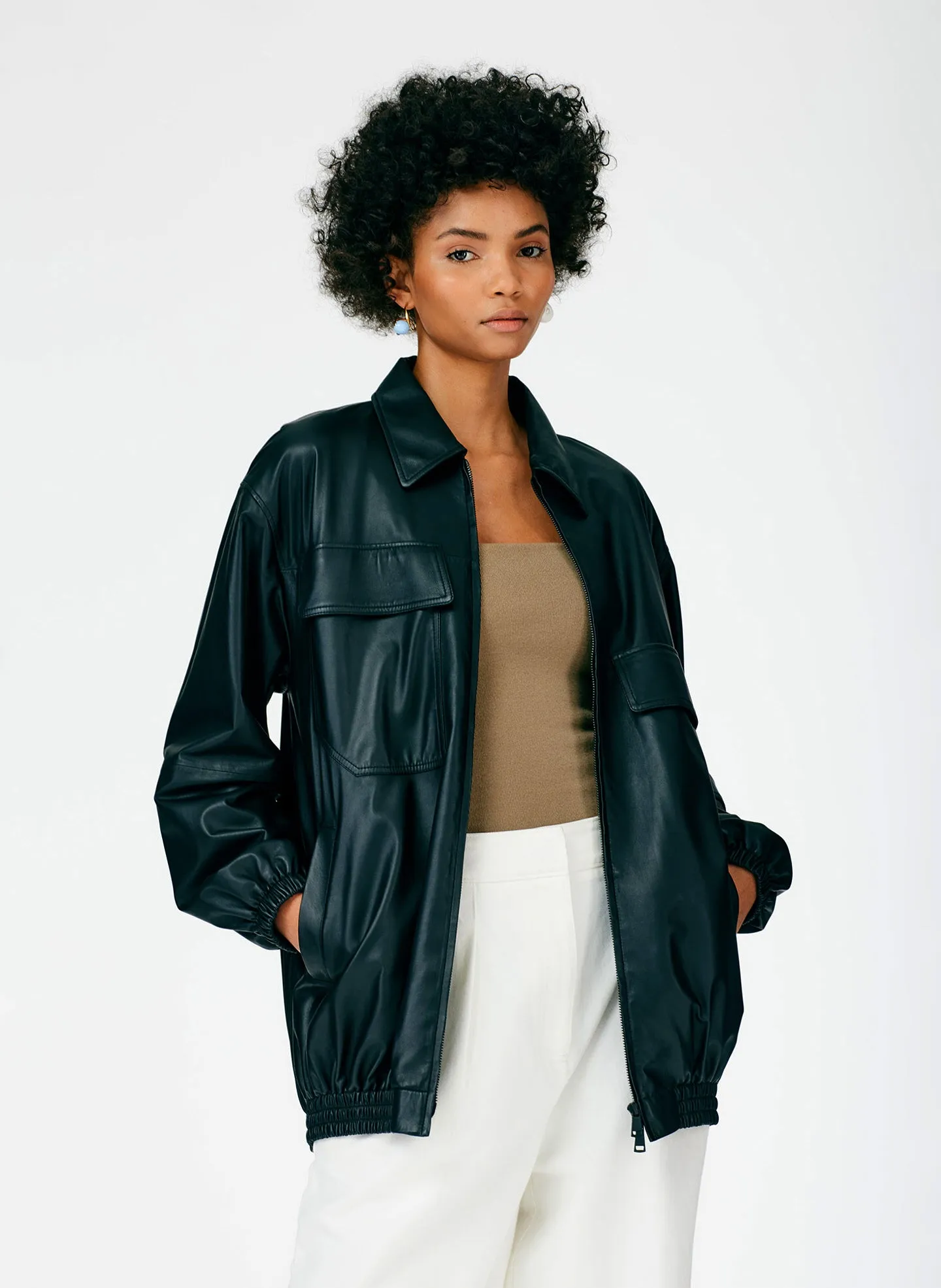 Feather Weight Leather Oversized Bomber