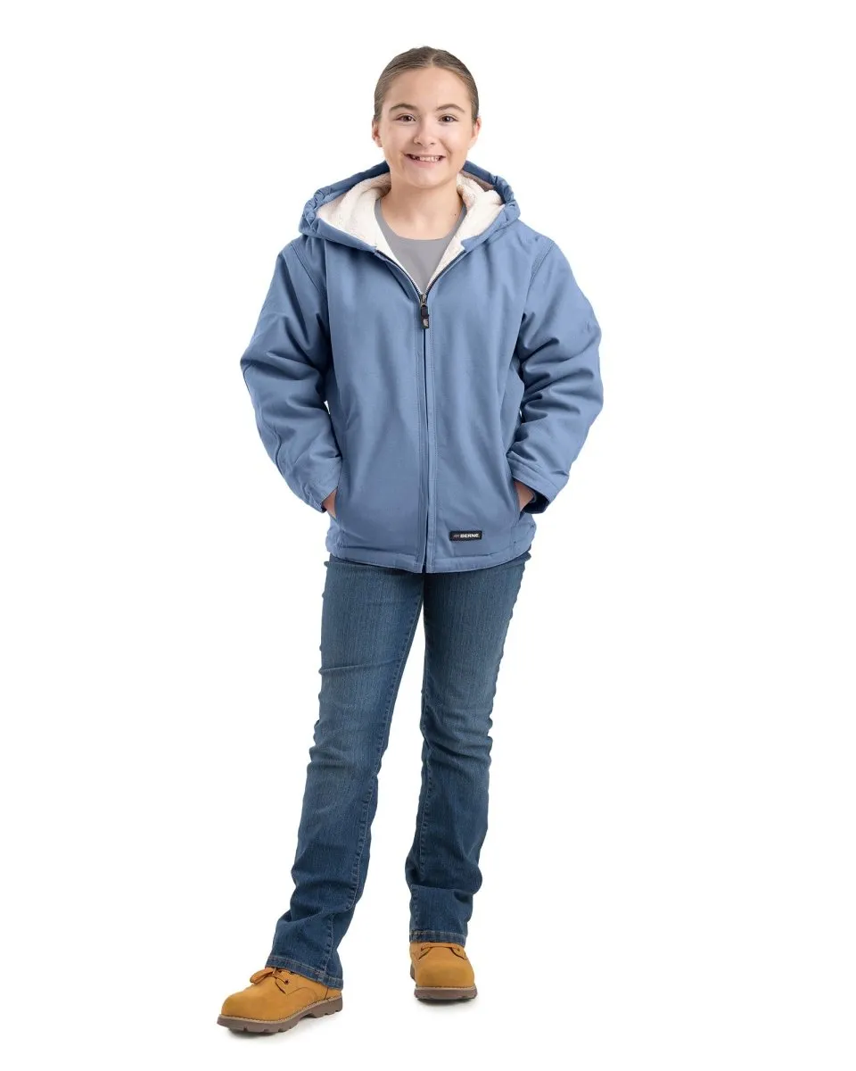 Girls' Sherpa-Lined Softstone Duck Hooded Jacket