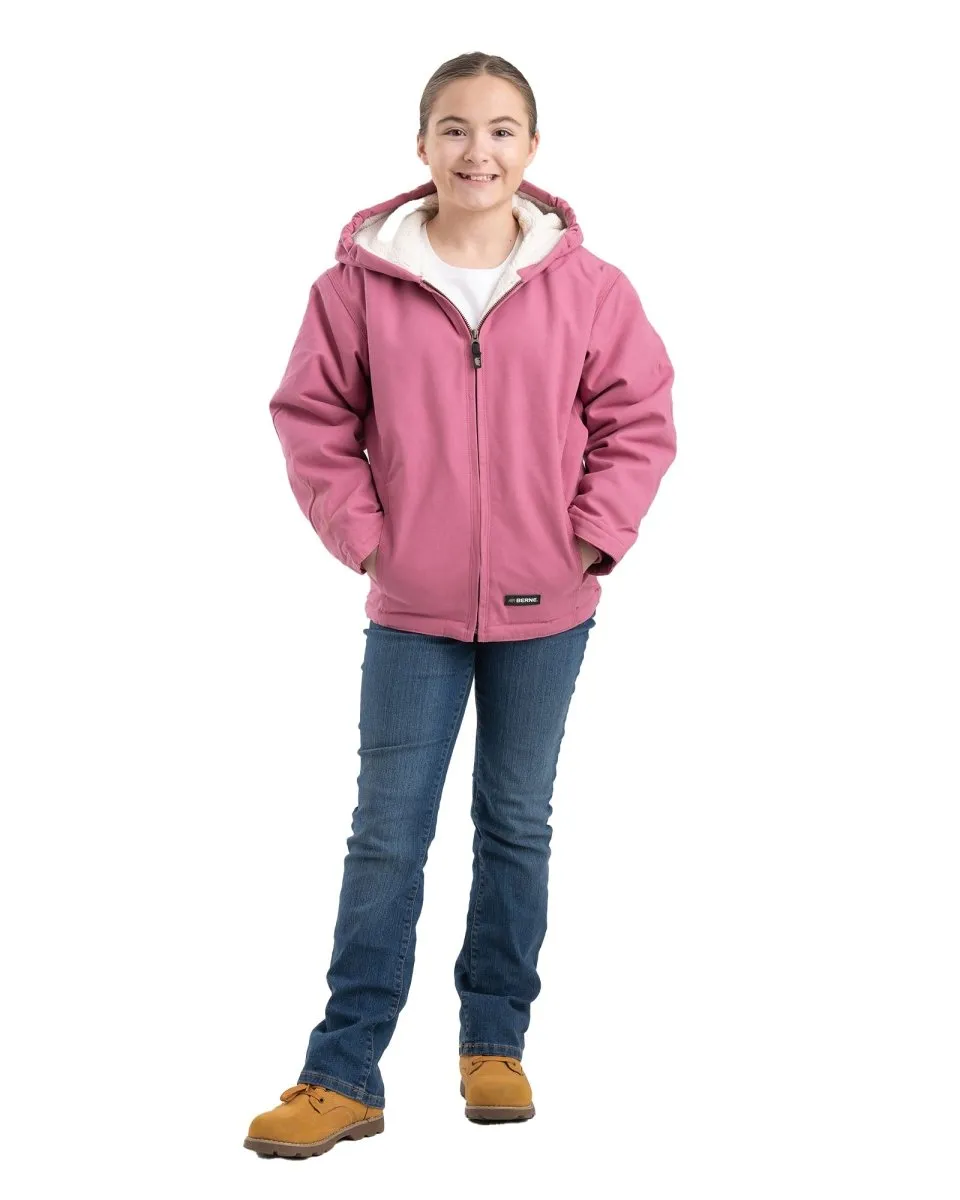 Girls' Sherpa-Lined Softstone Duck Hooded Jacket