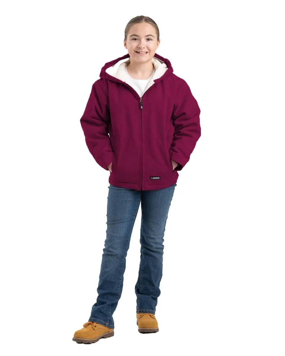 Girls' Sherpa-Lined Softstone Duck Hooded Jacket