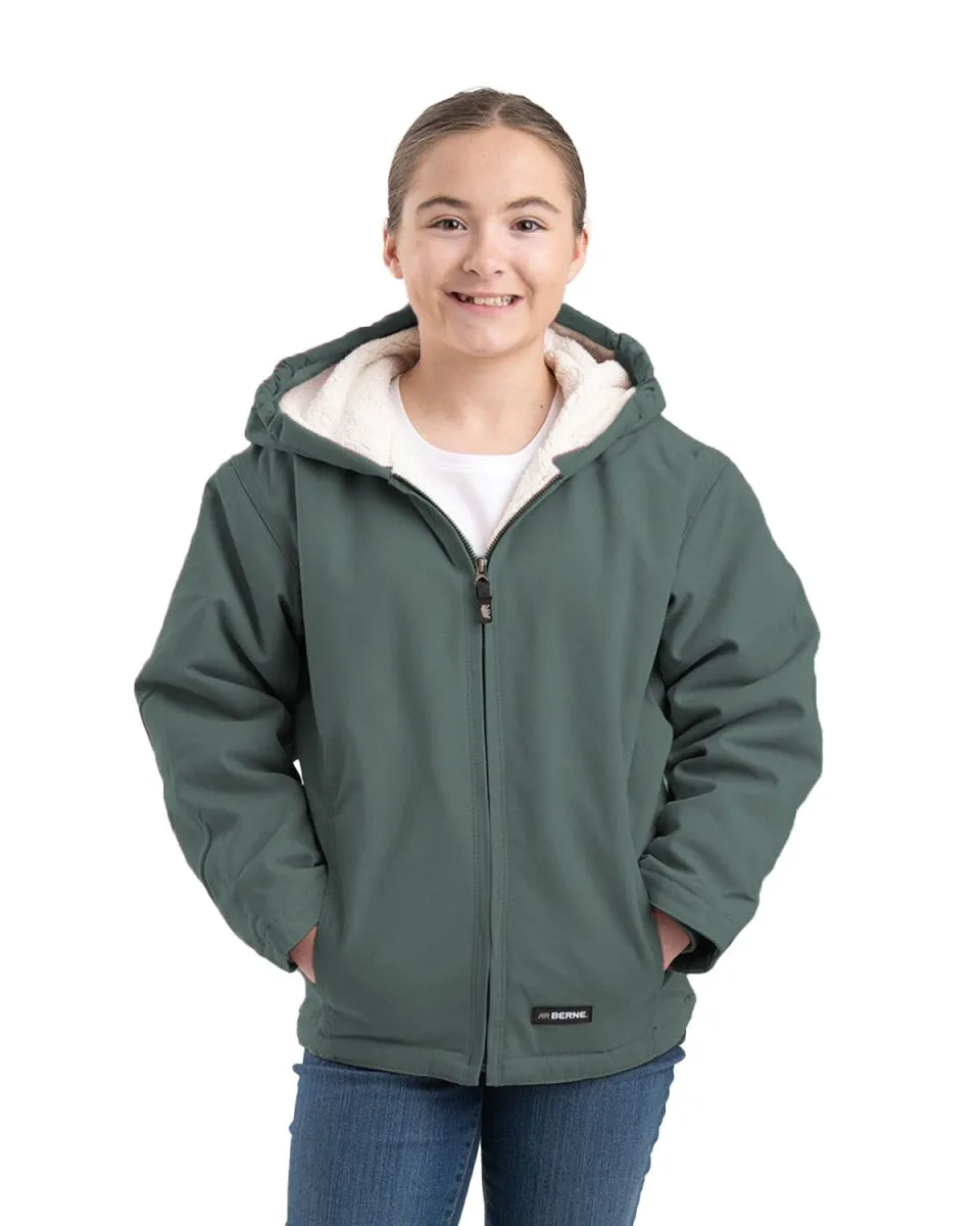 Girls' Sherpa-Lined Softstone Duck Hooded Jacket