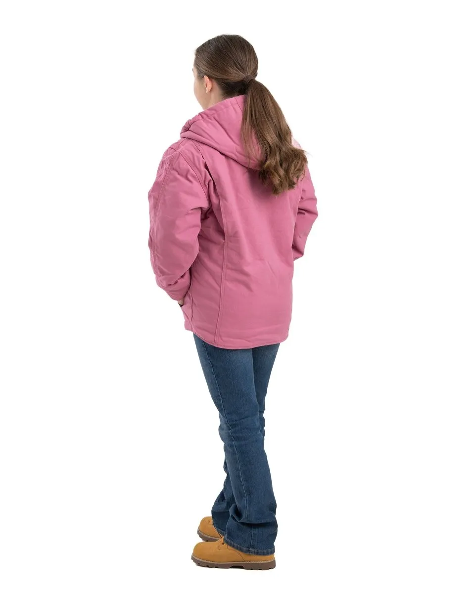 Girls' Sherpa-Lined Softstone Duck Hooded Jacket