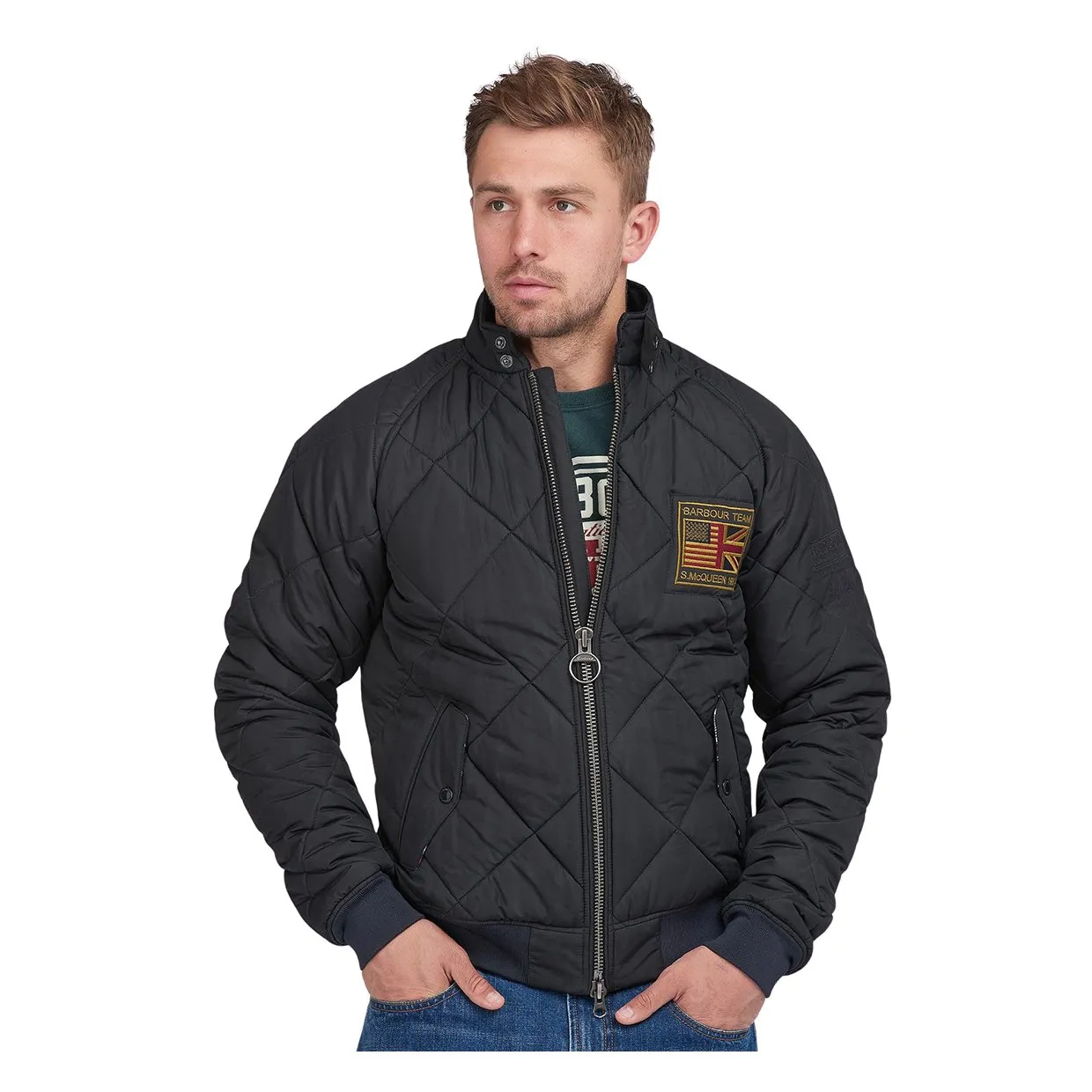 Giubbino Barbour International Quilted Merchant Bomber Nero