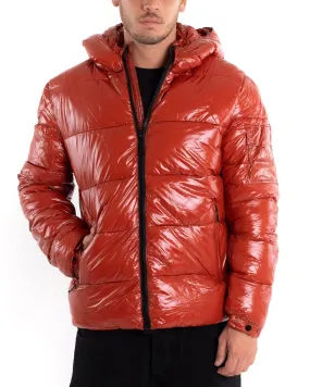 Giubbotto Uomo Bomber Lucido Vernice Oversize Taschino Puffer Rosso GIOSAL-G2907A